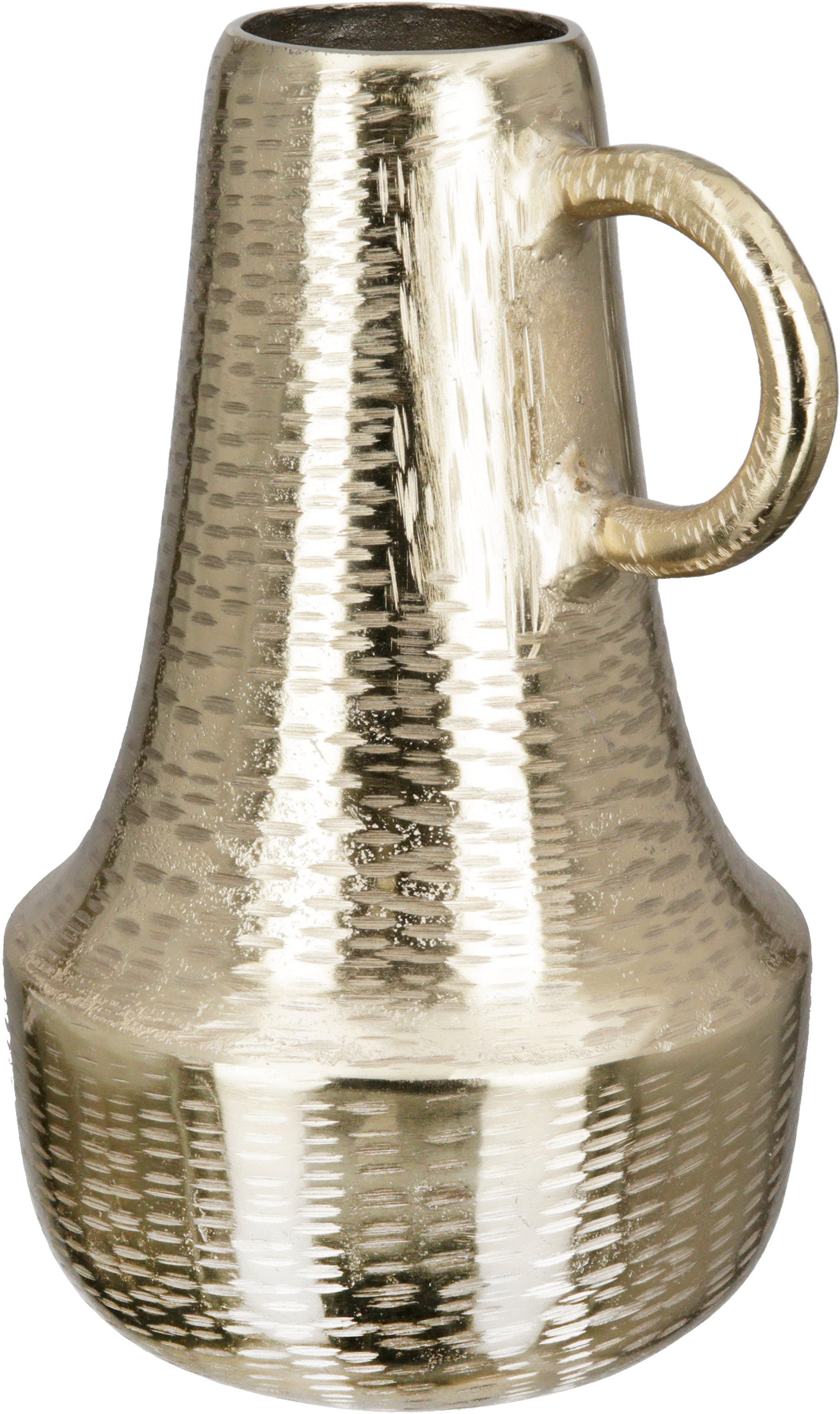 GILDE Tischvase Vase (1 Oberflächenstruktur, mit »Lola, geritzter 30 Höhe cm bestellen St.), Aluminium, aus auf ca. Krugform, Raten Dekovase«, in
