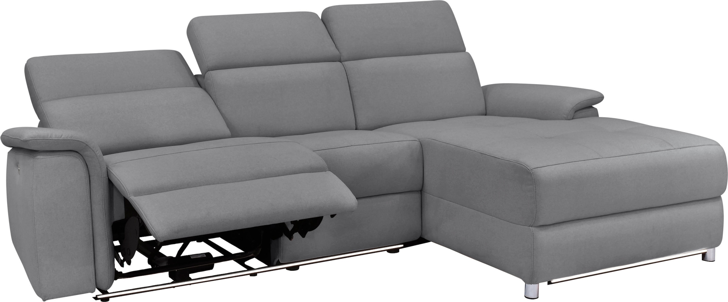 Places of Style Ecksofa »Pareli, L-Form, 259cm,m. Recamiere, Echtleder, Kunstleder, Webstoff«, man. o. elektr. Relaxfunktion, USB/Kopfteilverstellg u. LED