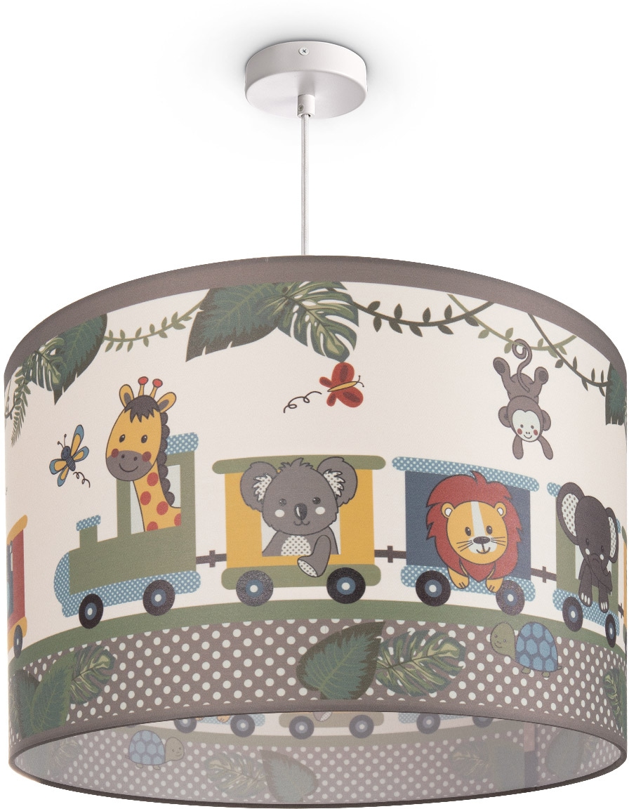 Paco Home Pendelleuchte »Diamond 635«, 1 flammig, Leuchtmittel E27 | ohne Leuchtmittel, Kinderlampe Deckenlampe LED Kinderzimmer Lampe Zug Tieren, E27