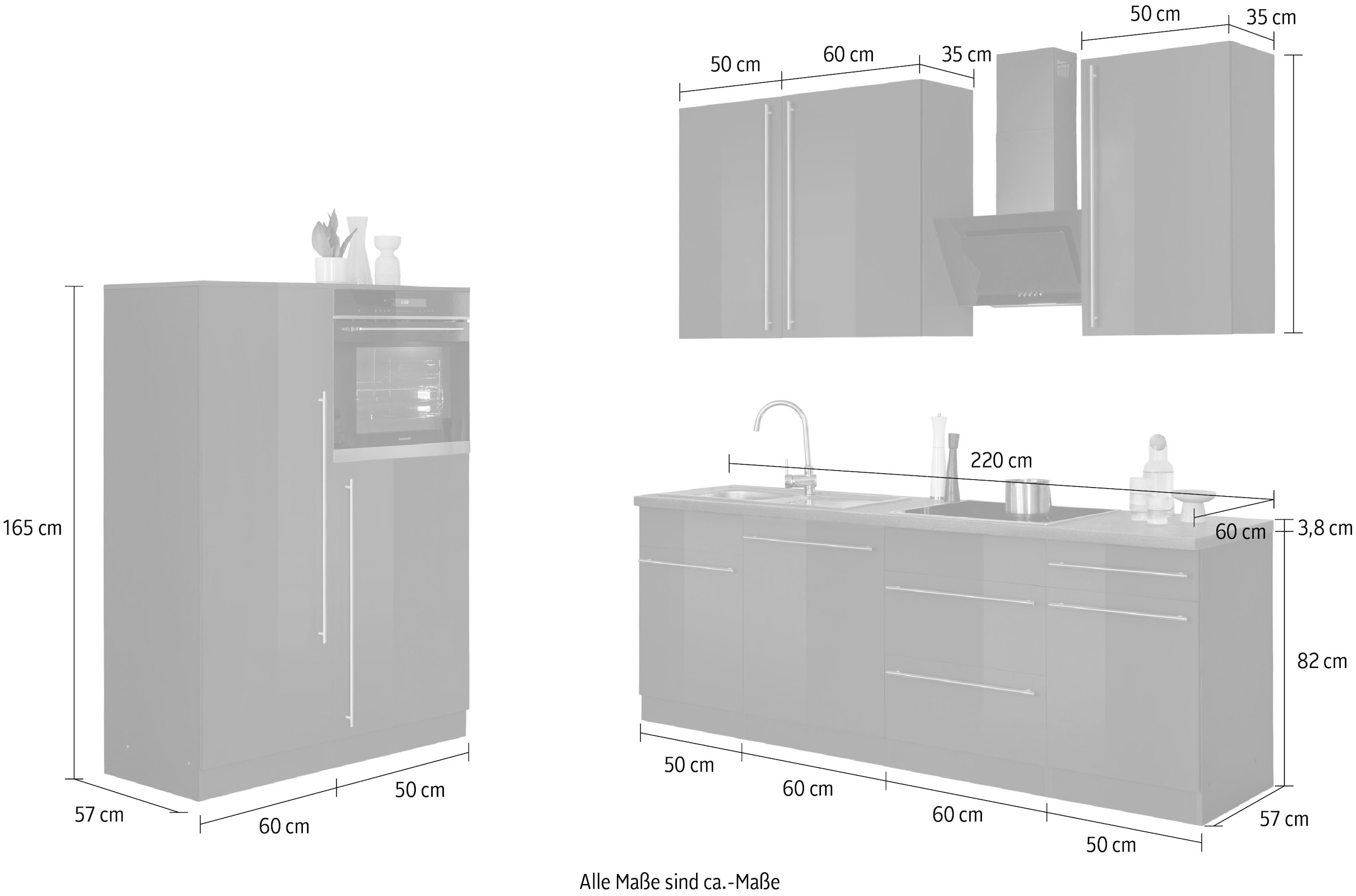 wiho Küchen Küche Hanseatic-E-Geräten »Chicago«, auf 330 Rechnung cm, bestellen Breite mit