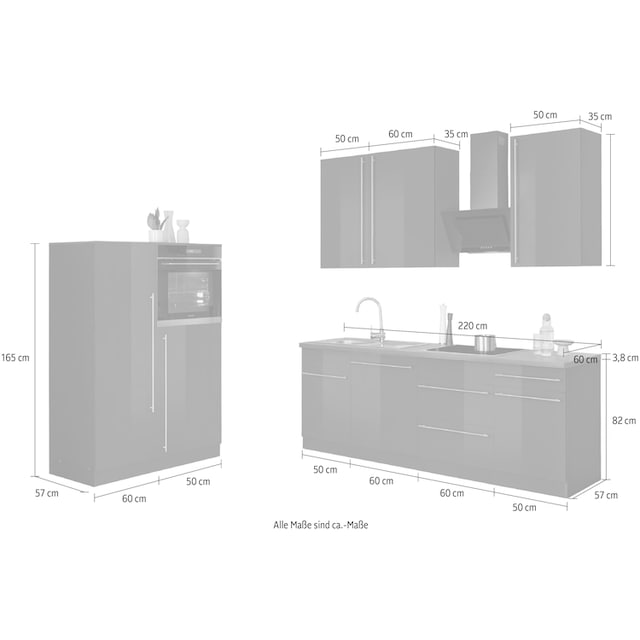 wiho Küchen Küche »Chicago«, Breite 330 cm, mit Hanseatic-E-Geräten auf  Rechnung bestellen