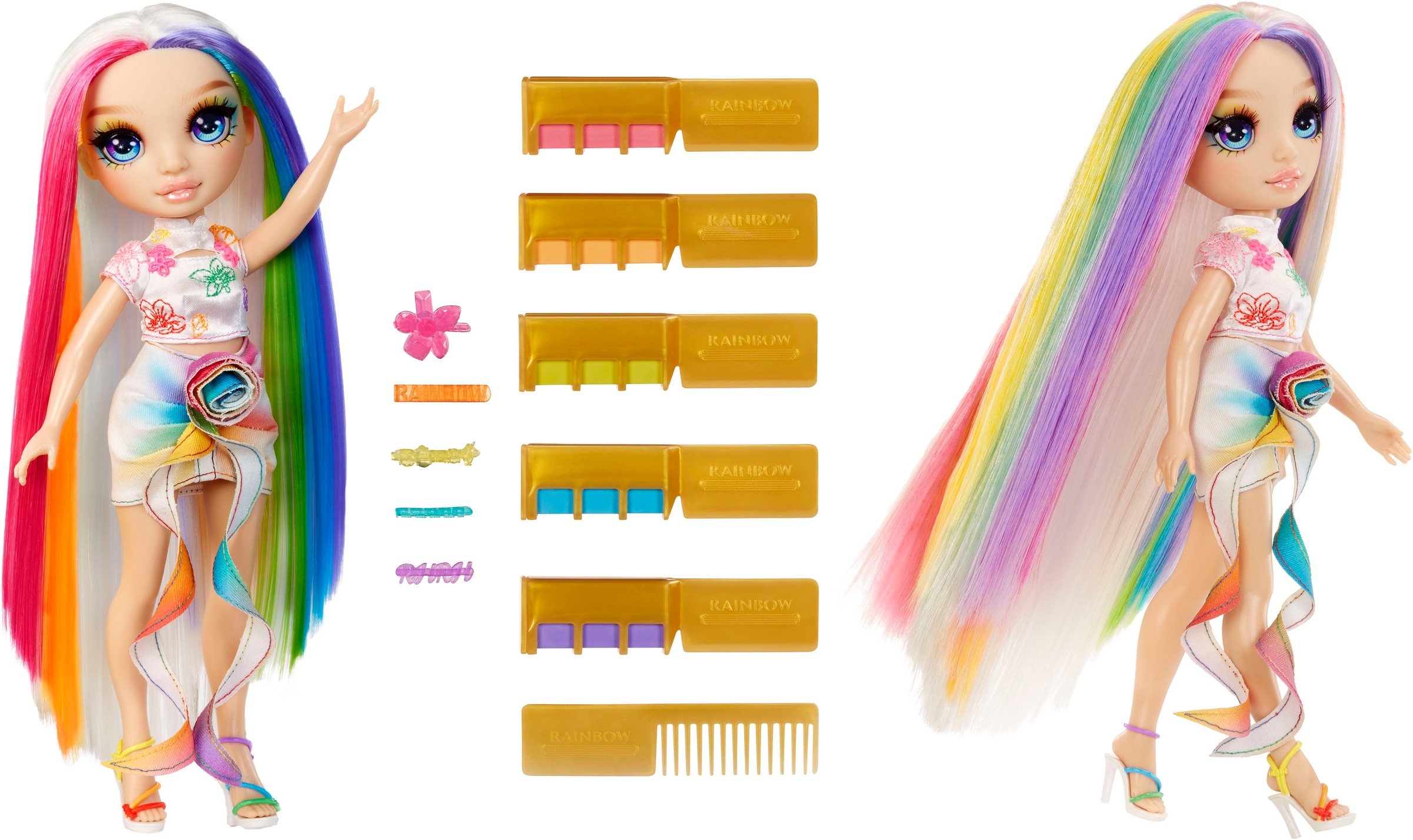 RAINBOW HIGH Anziehpuppe »Rainbow High Hair Chalk & Style Doll- Amaya (Rainbow)«