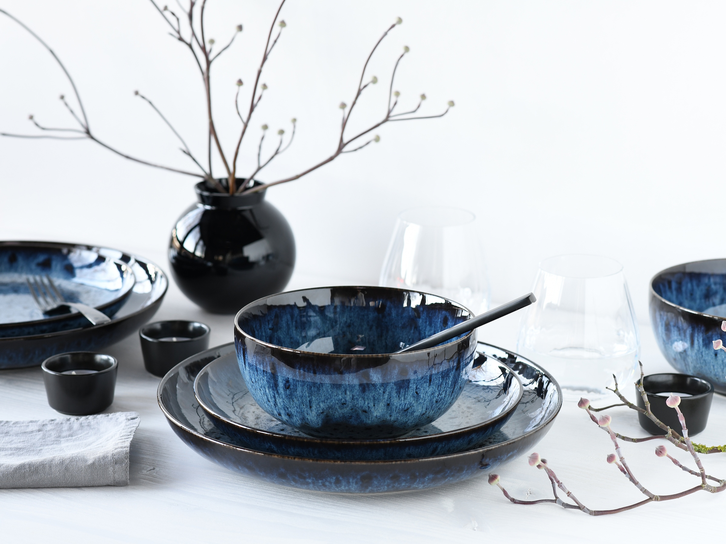 CreaTable Teller-Set »Allround Magic Blue, Tellerset, 12-tlg.« Moderne Coupeform, Reaktivglasur