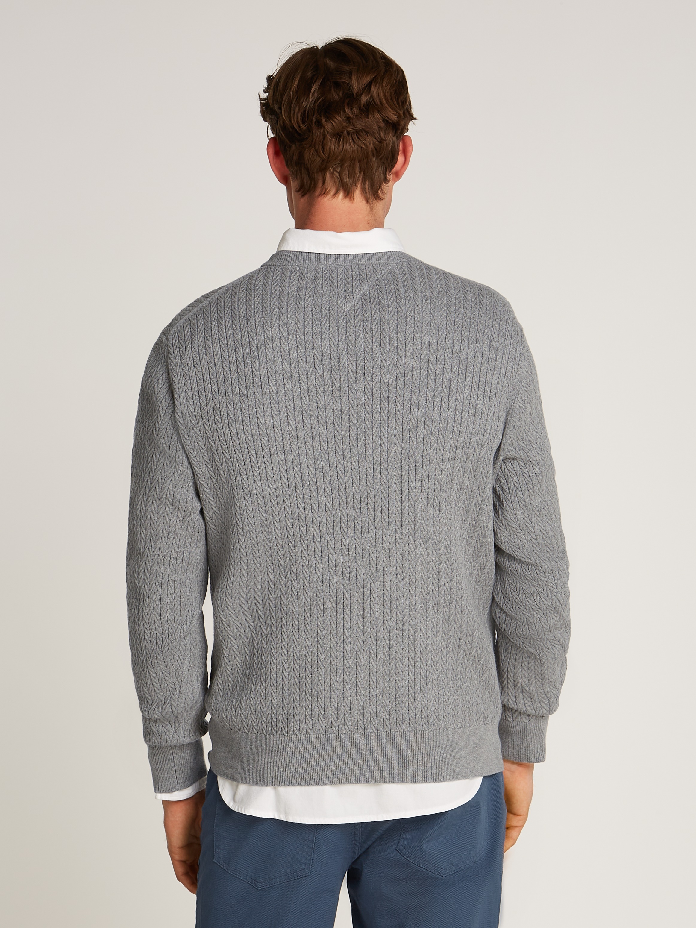 Tommy Hilfiger Strickpullover »HERRINGBONE STRUCTURE C NK«, mit Zopfmuster