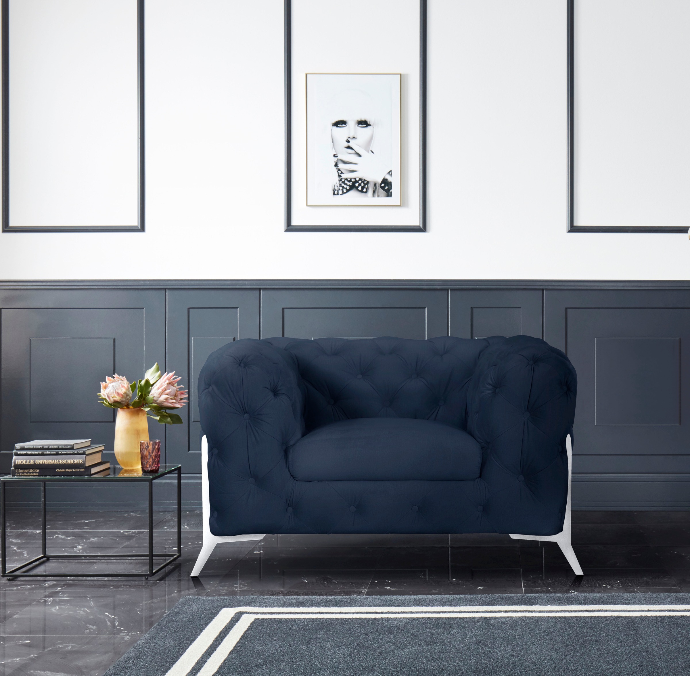 Leonique Chesterfield-Sessel »Amaury Sessel«, aufwändige Knopfheftung, moderne Chesterfield Optik, Fußfarbe wählbar