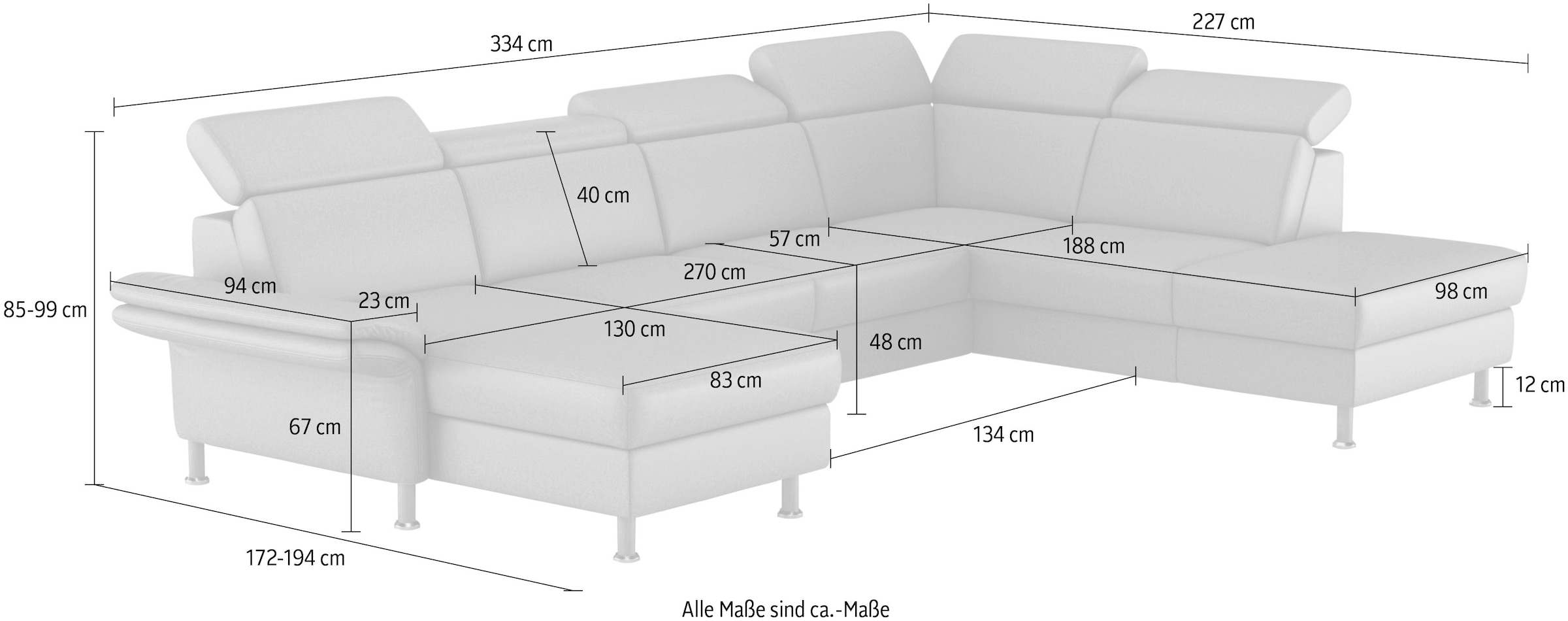 Home affaire Wohnlandschaft »Calypso U-Form«, wahlweise mit motorischer Relaxfunktion