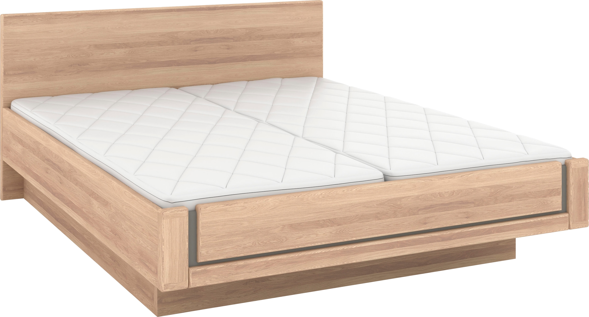 Musterring Holzbett »Sorrent, Bettgestell, Bettrahmen, teilmassiv Eiche«, (MADE IN GERMANY), Eiche teilmassiv, Liegehöhenverstellung, in schwebender Optik
