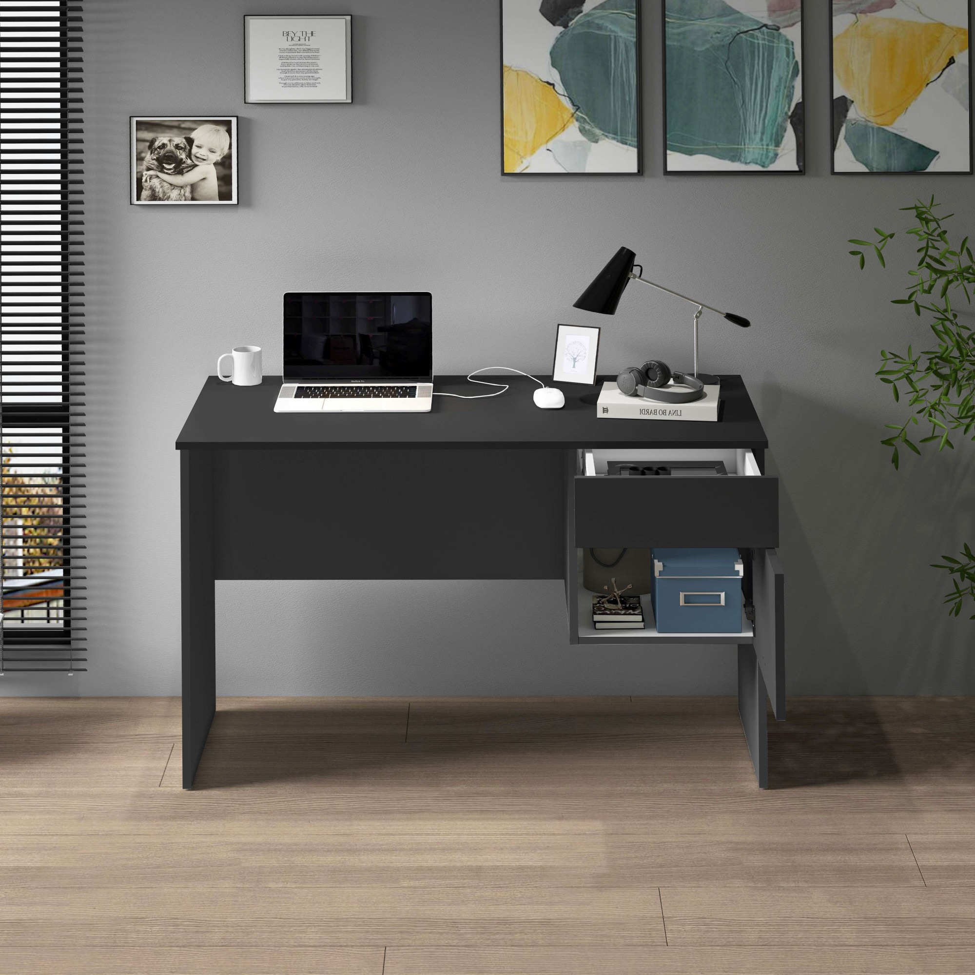 INOSIGN Schreibtisch »Essential, Schreibtisch, kleiner Computertisch, Bürotisch für Büro«, (1 St.), mit 1 Tür,1 Schublade, Arbeitsplatte Breite 110 cm