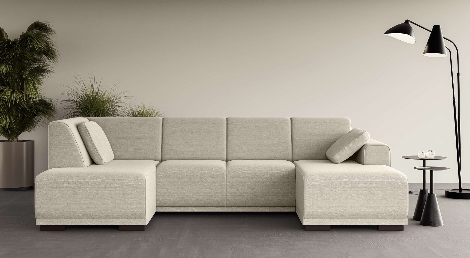 Home affaire Wohnlandschaft »BORNHOLM U-Form mit Recamiere rechts/links, B/T/H: 300/162/85 cm«, U-Form mit Wellenunterfederung, Recamiere rechts oder links bestellbar