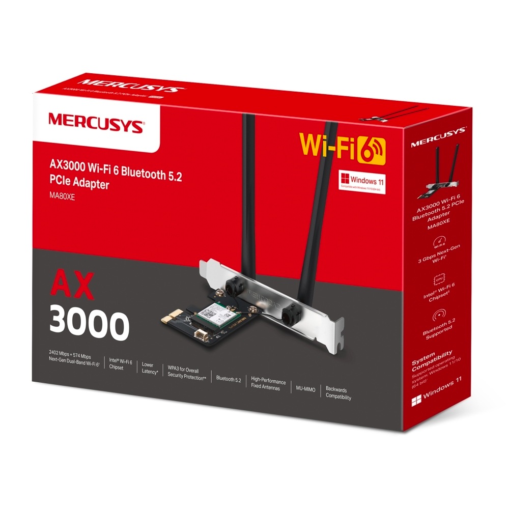 TP-Link Netzwerk-Adapter »Mercusys MA80XE AX3000 Dual-Band Wi-Fi 6 PCI Express Adapter«