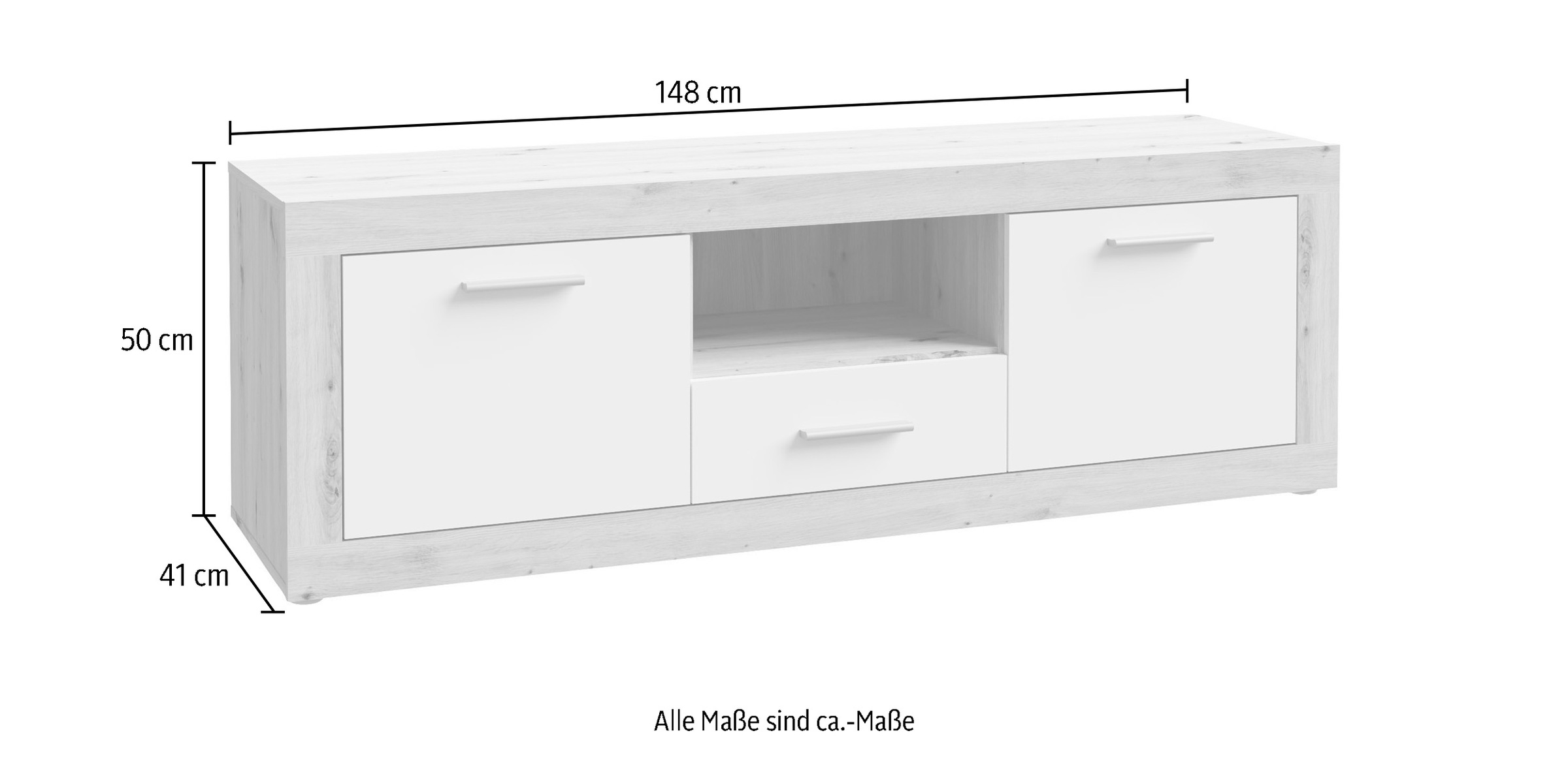FORTE TV-Board »Baccio«, Breite 148 cm, Höhe 50 cm, 2 Türen und 2 Schubkästen, 1 offenes Fach