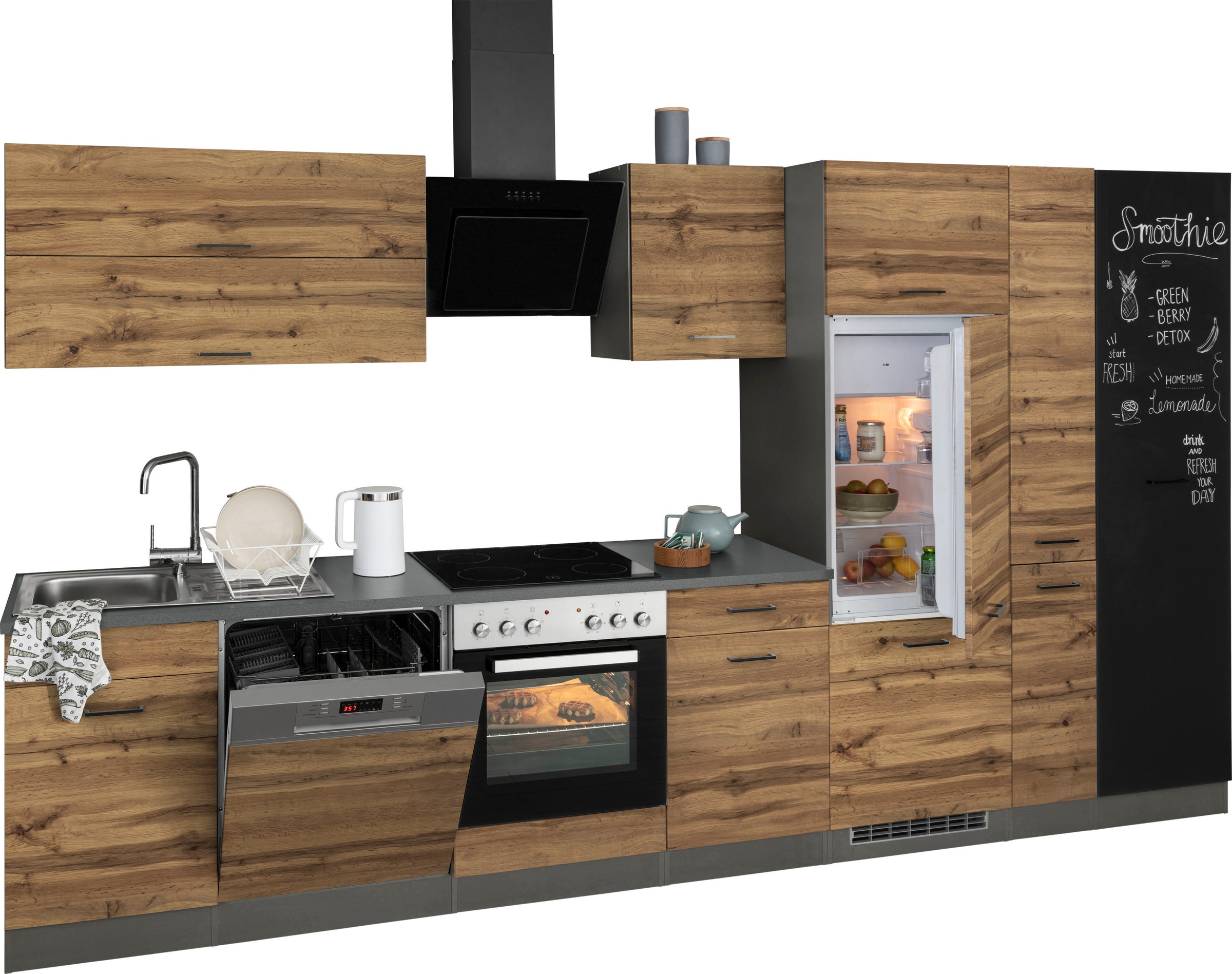 KOCHSTATION Küchenzeile »KS-Trier«, mit E-Geräten, Breite 360 cm