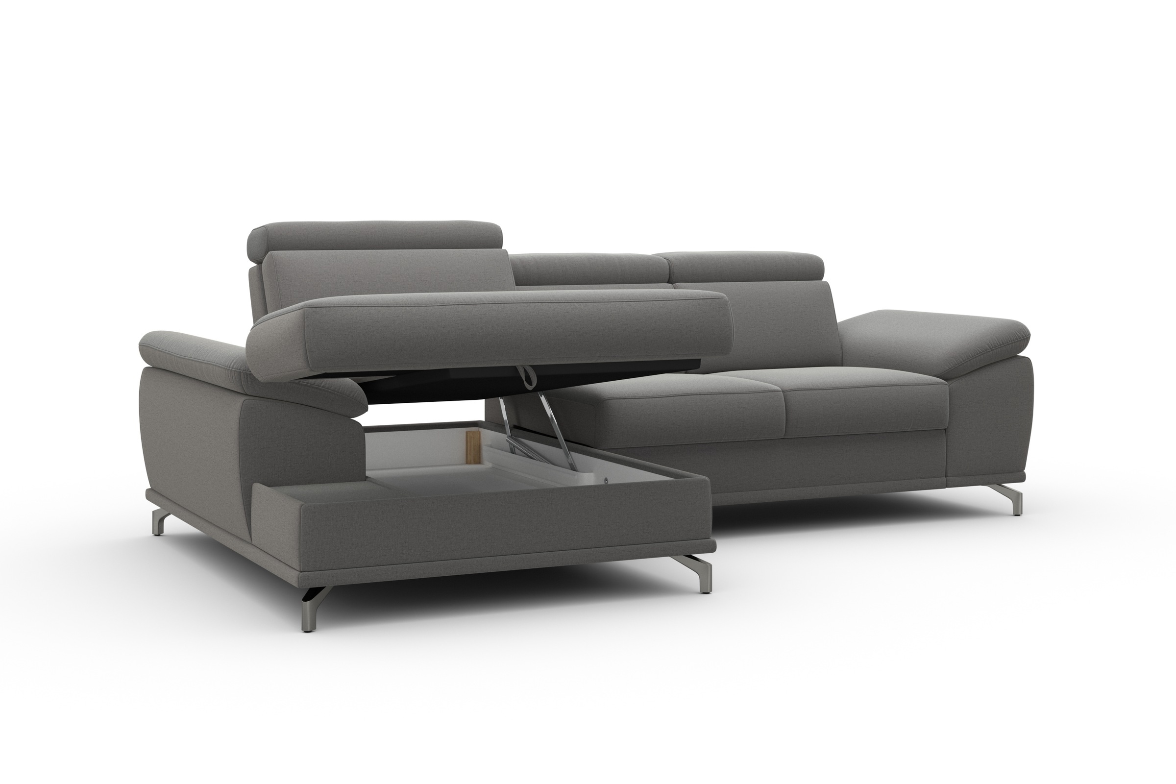 sit&more Ecksofa »Cabrio L-Form, mit Sitztiefenverstellung, Arm- und Kopfteilverstellung«, 2 Nierenkissen, Federkern, optional Bettfunktion und Stauraum