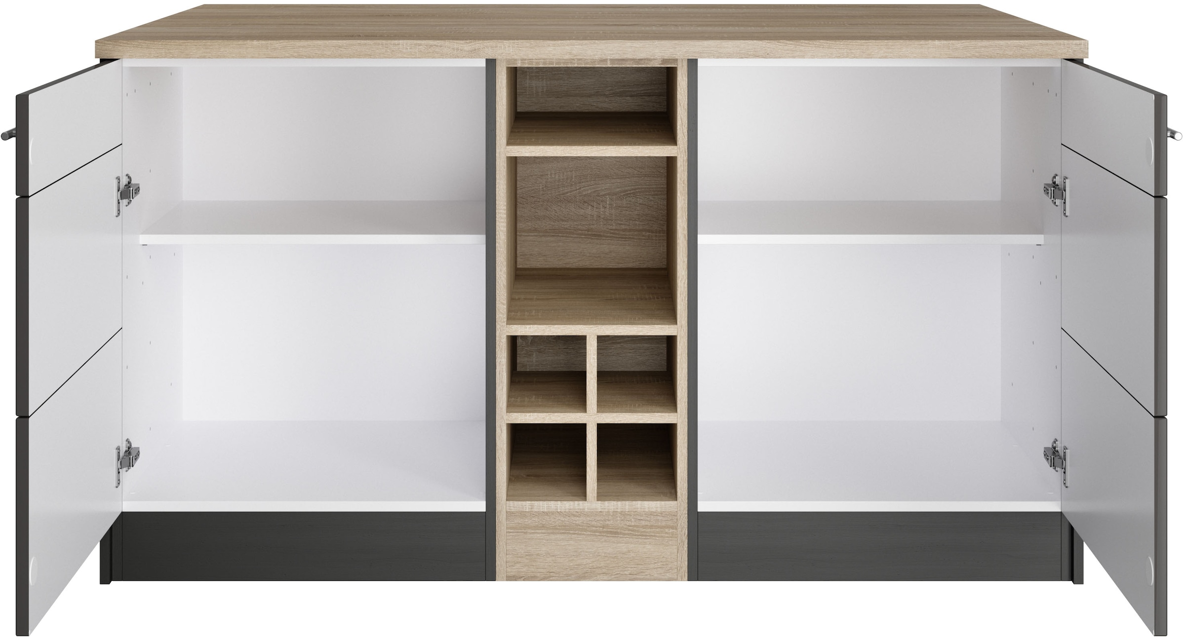 KOCHSTATION Kücheninsel »KS-Wien«, Breite 153 cm, MDF-Fronten, Flaschenregal