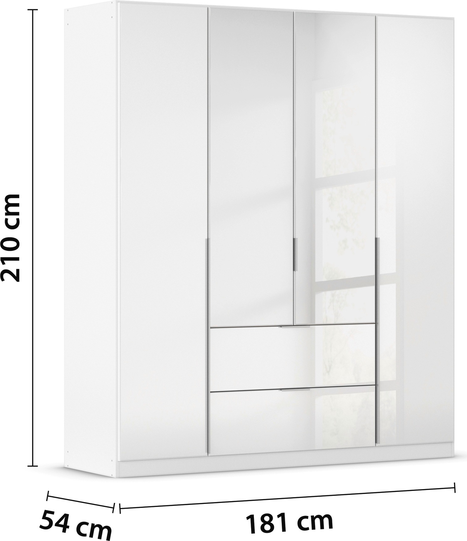 rauch Drehtürenschrank »Kleiderschrank Kleiderschränke Schrank Garderobe AGORDO mit Glasfront«, (in zwei Griff-Farben mit Glasfront), mit Außenschubkästen, in 6 Breiten und 2 Höhen MADE IN GERMANY