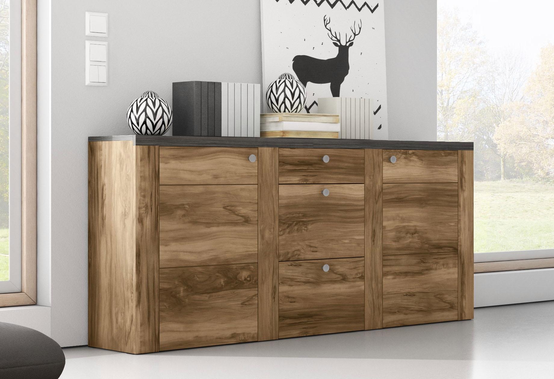 Home affaire Sideboard »Larona, zeitlose Kommode mit 2 Türen, 3 Schubkästen, Türkommode,«, Höhe 84 cm, viel Stauraum, Anrichte mit dekorativer Rahmenoptik