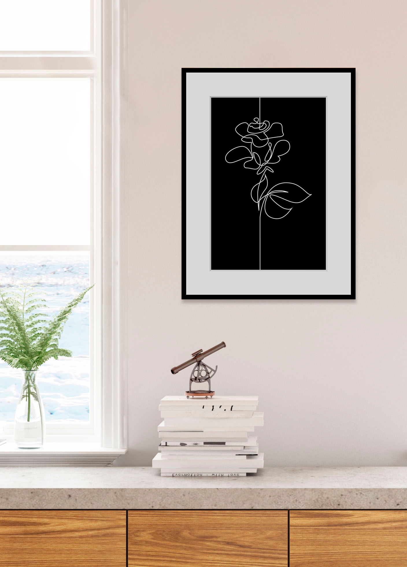 queence Bild »Elena«, Blumen-Blumenbilder-Kunst-Schwarz-Weiß-Pflanzen-Pflan günstig online kaufen