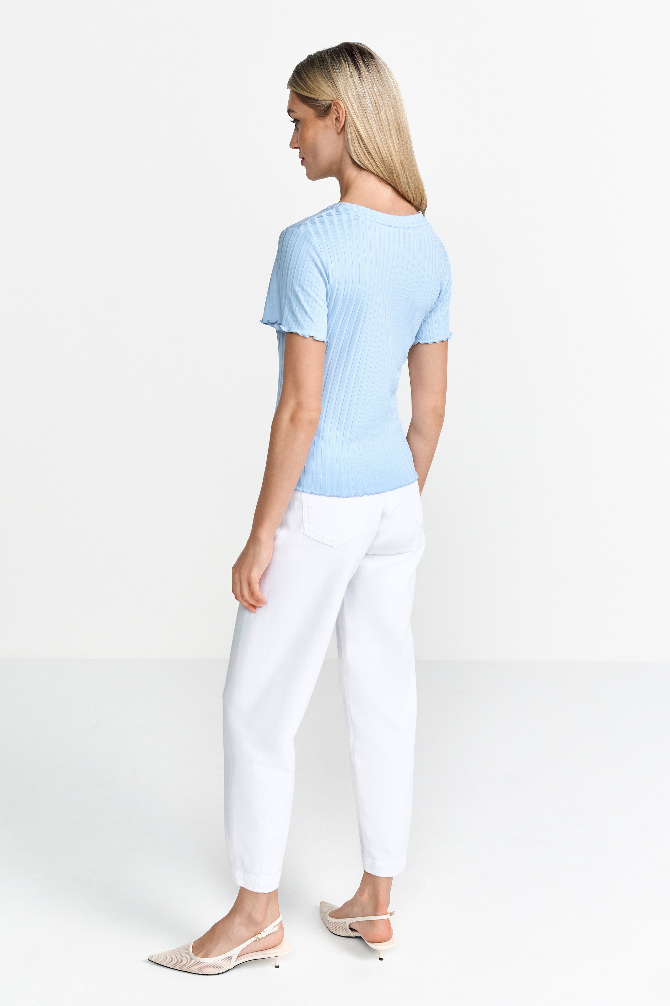 RICHROYAL Kurzarmshirt Mit gewelltem Saum an Rumpf und Ärmeln