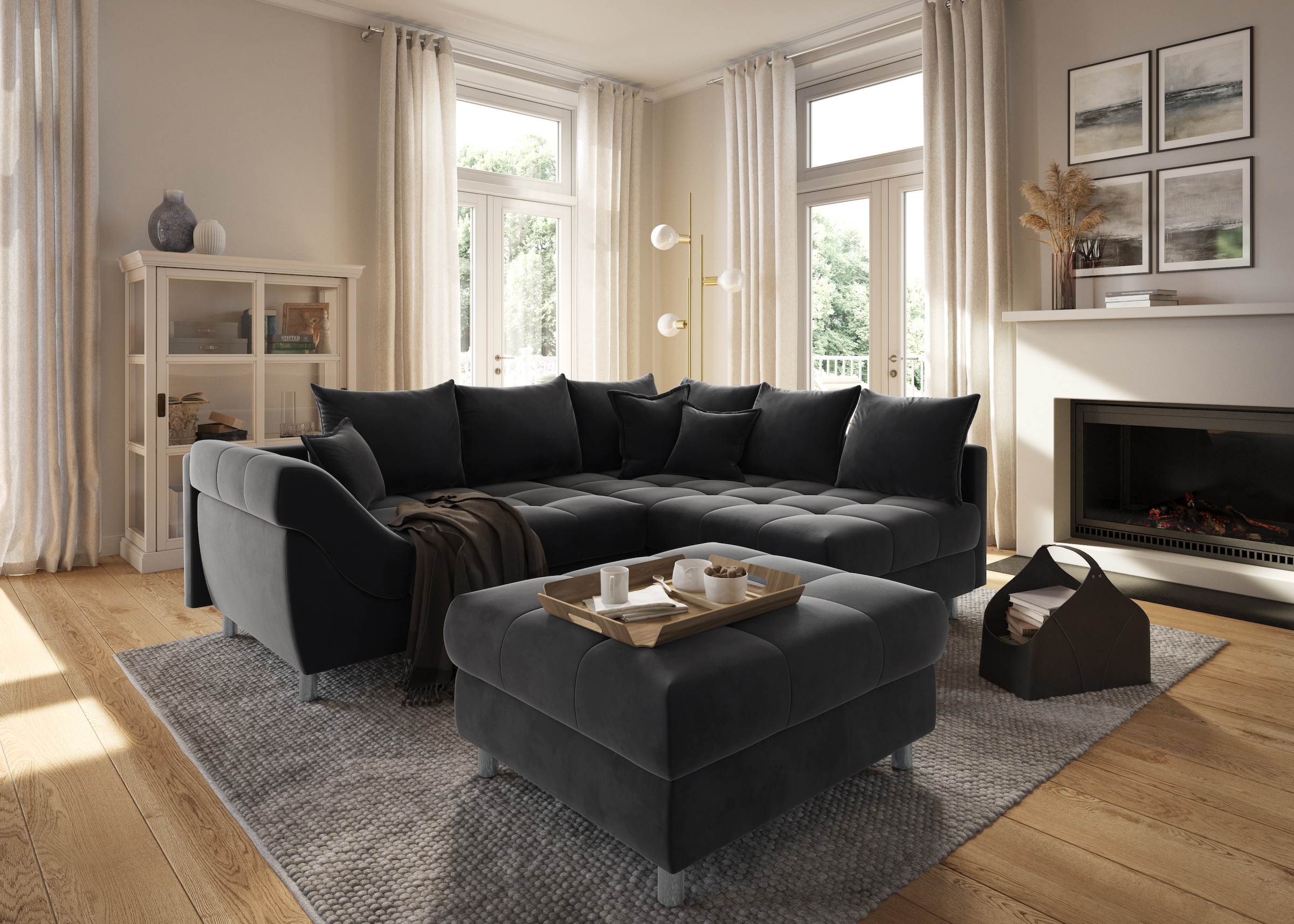 COLLECTION AB Ecksofa Joseli,  mit Zier- und Rückenkissen, komfortable Schanzen-Armlehne