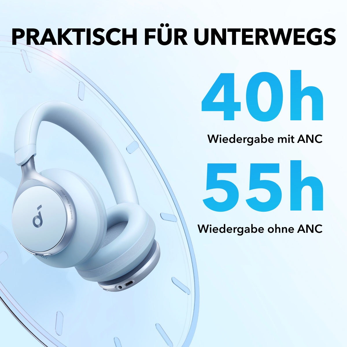 Anker wireless Kopfhörer »soundcore Space One« Bluetooth Active Noise Cancelling (ANC) | Geräuschisolierung