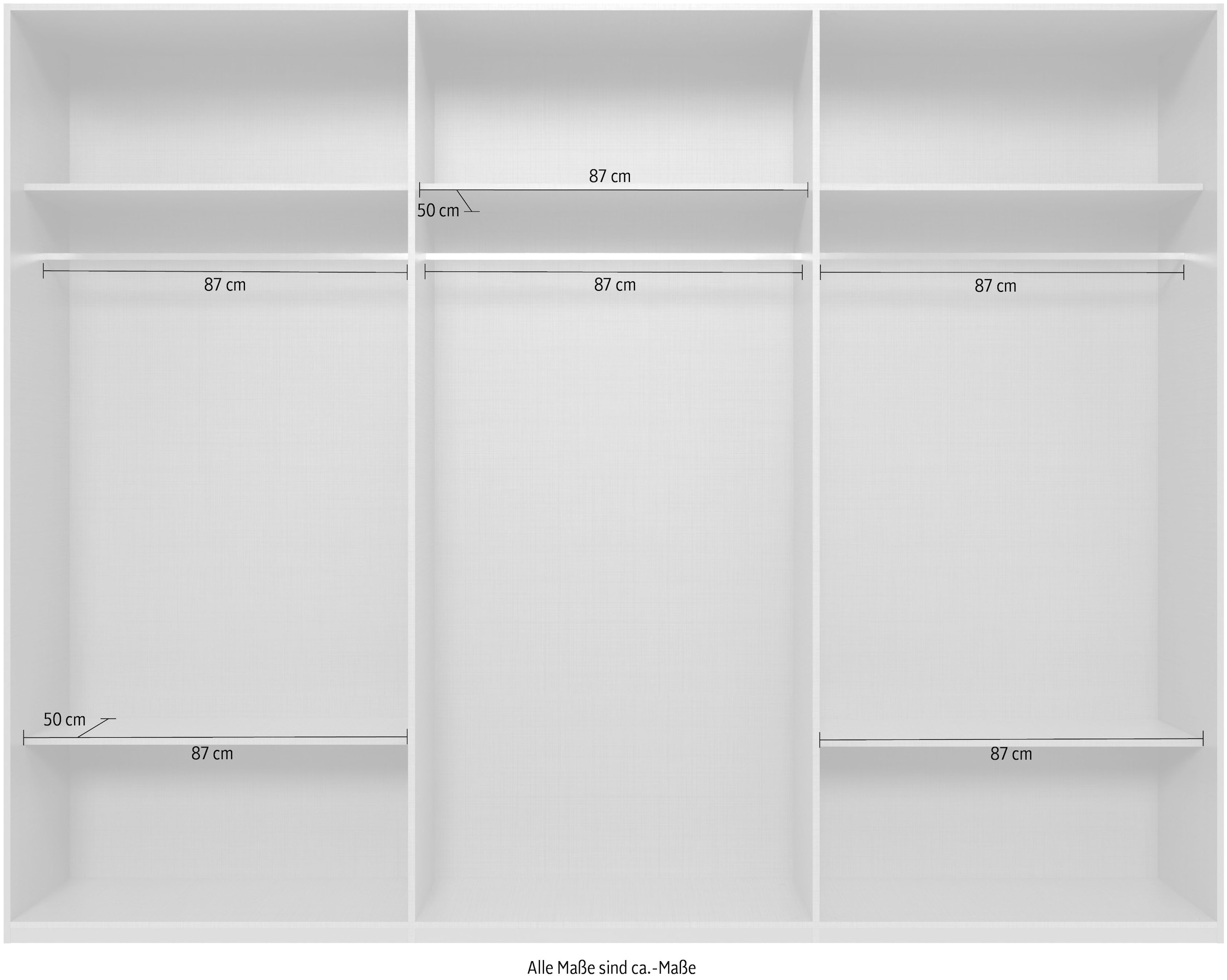 Wimex Kleiderschrank »Mugano, in 5 Breiten und 2 Höhen, Made in Germany«, (in Basic oder Premium Ausstattung mit 2 weiteren Einlegeböden), mit langen Griffstangen aus Metall, wahlweise mit oder ohne Spiegel
