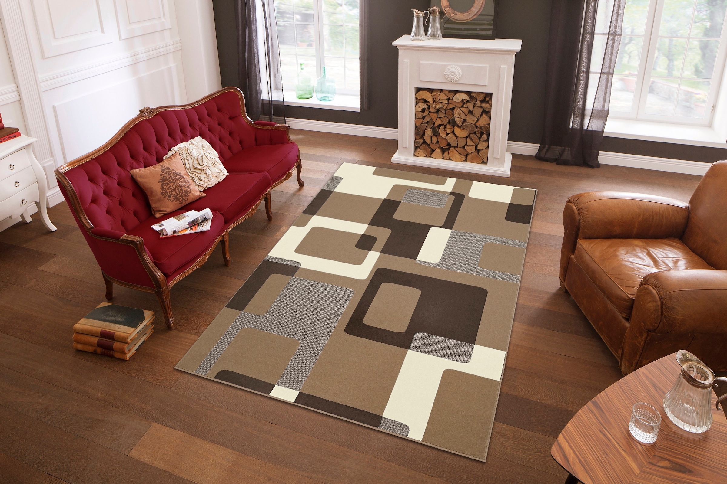 HANSE Home Teppich »Retro«, rechteckig, 9 mm Höhe, Kurzflor, Grafisches Muster, Gekettelt, Robust, Pflegeleicht