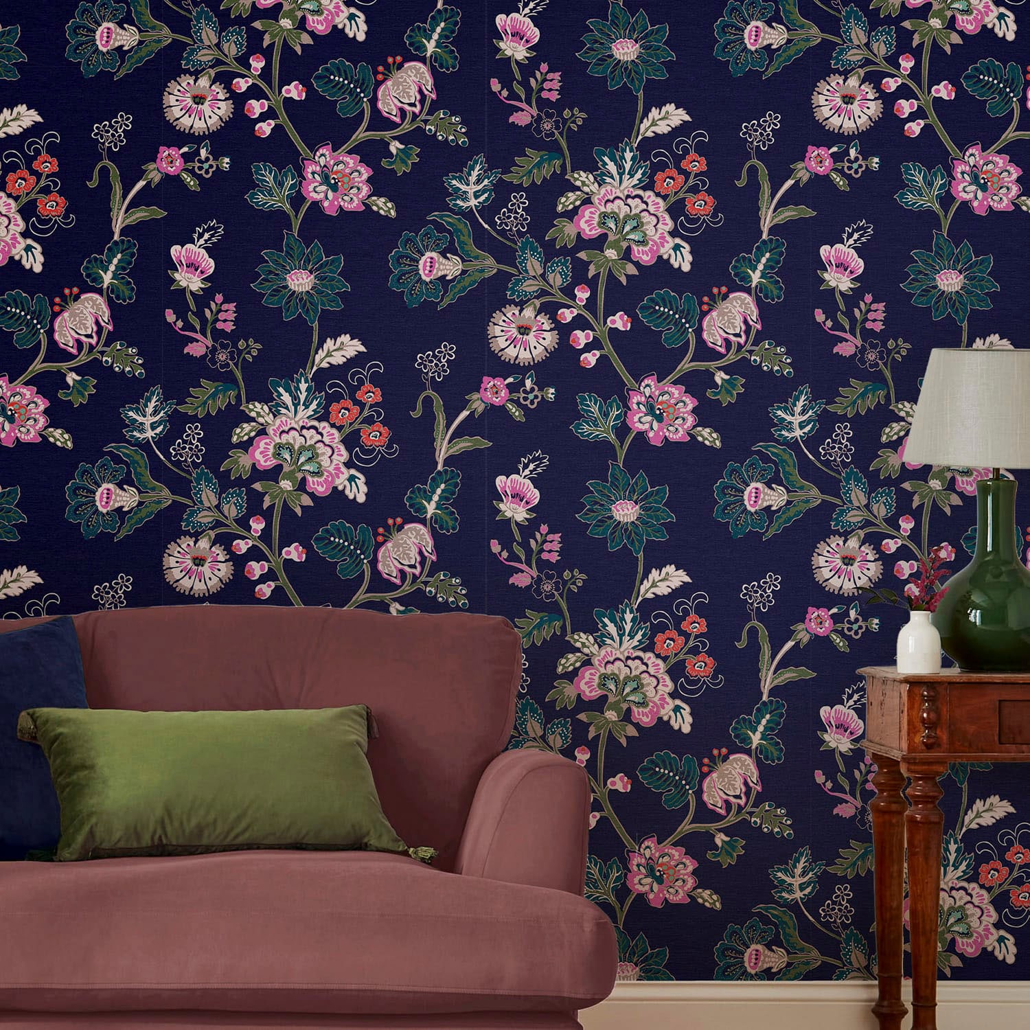 Joules Vliestapete »Vine Cottage Floral Royal Navy« floral glatt floral