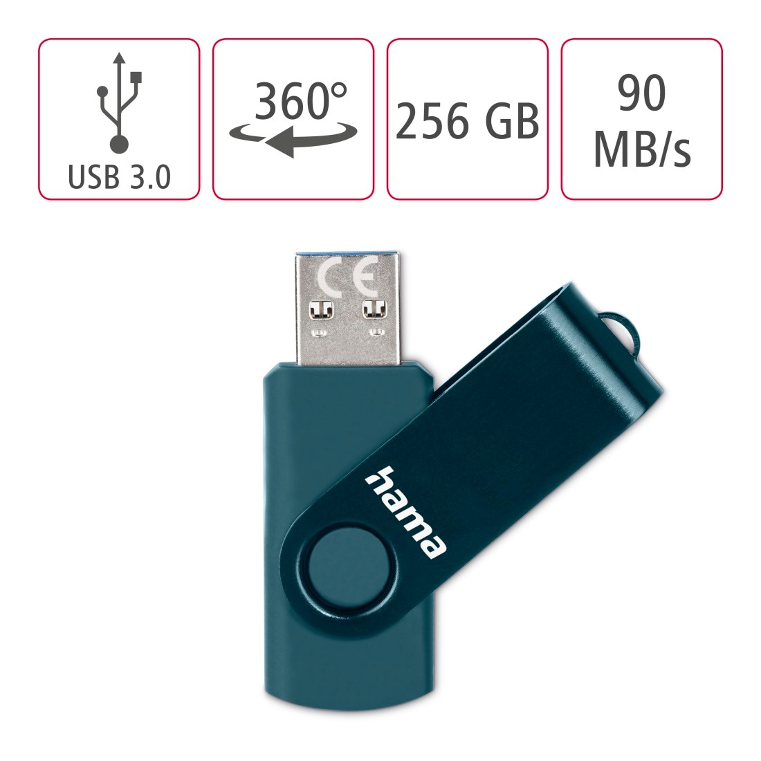 Hama USB-Stick »Rotate, USB 3.0, Petrolblau«, (USB 3.0)