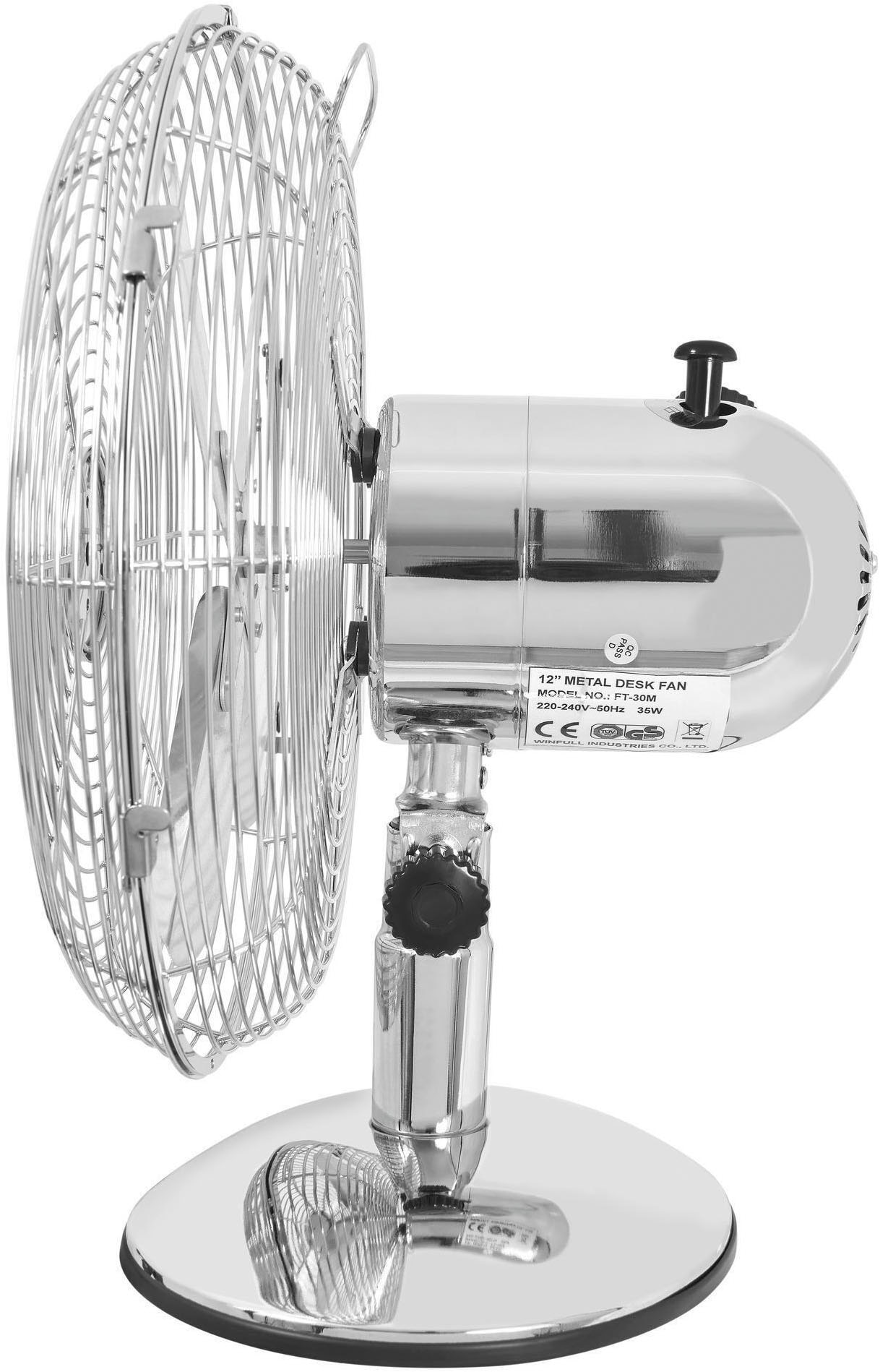 KLARBACH Tischventilator »VT 36001 ch«, Ø 25 cm, Vollmetall, 30 Watt Leistung, einstellbarer Winkel