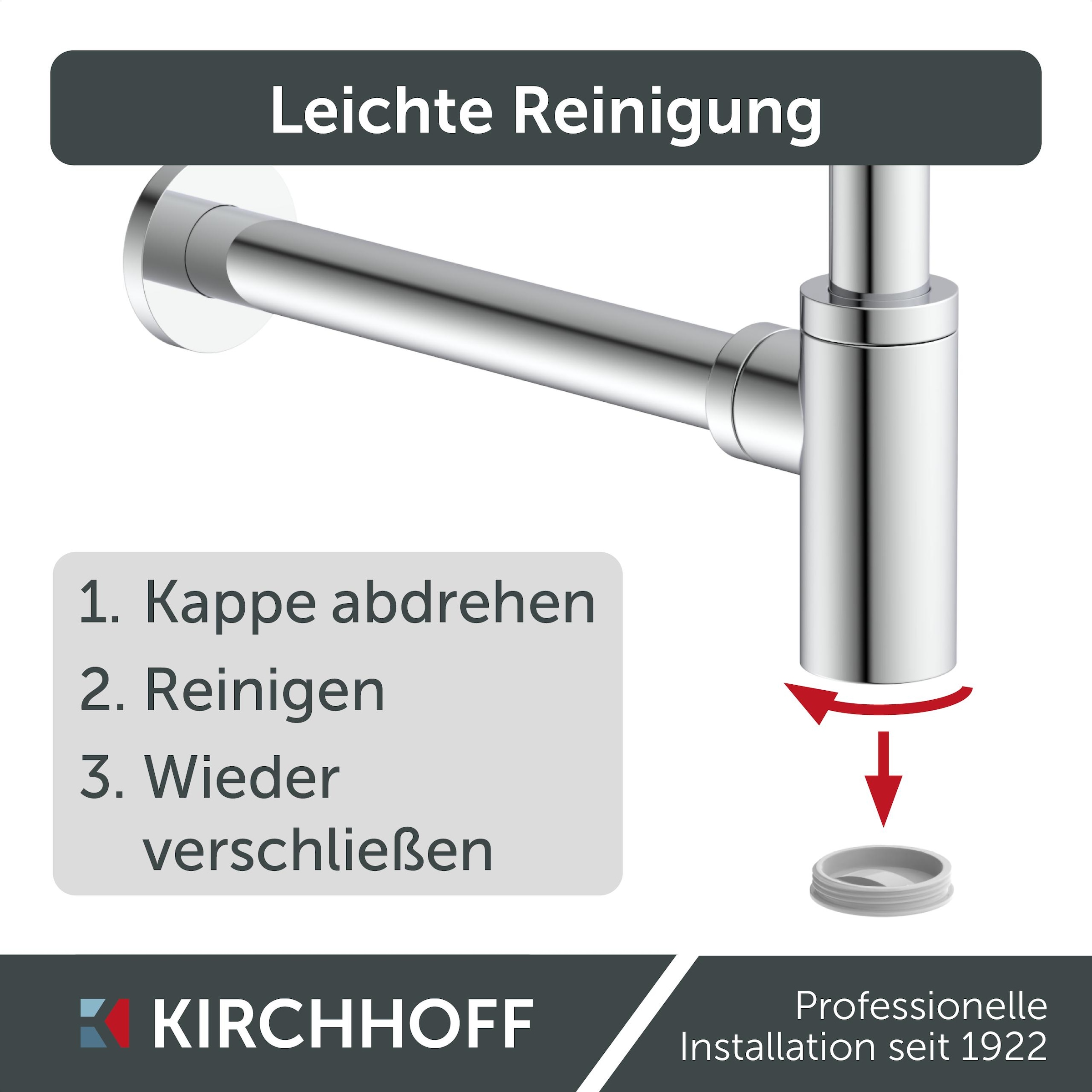 Kirchhoff Siphon »Design Flaschensiphon inkl. Reinigungsöffnung« Röhrengeruchsverschluss für Waschbecken/Waschtische