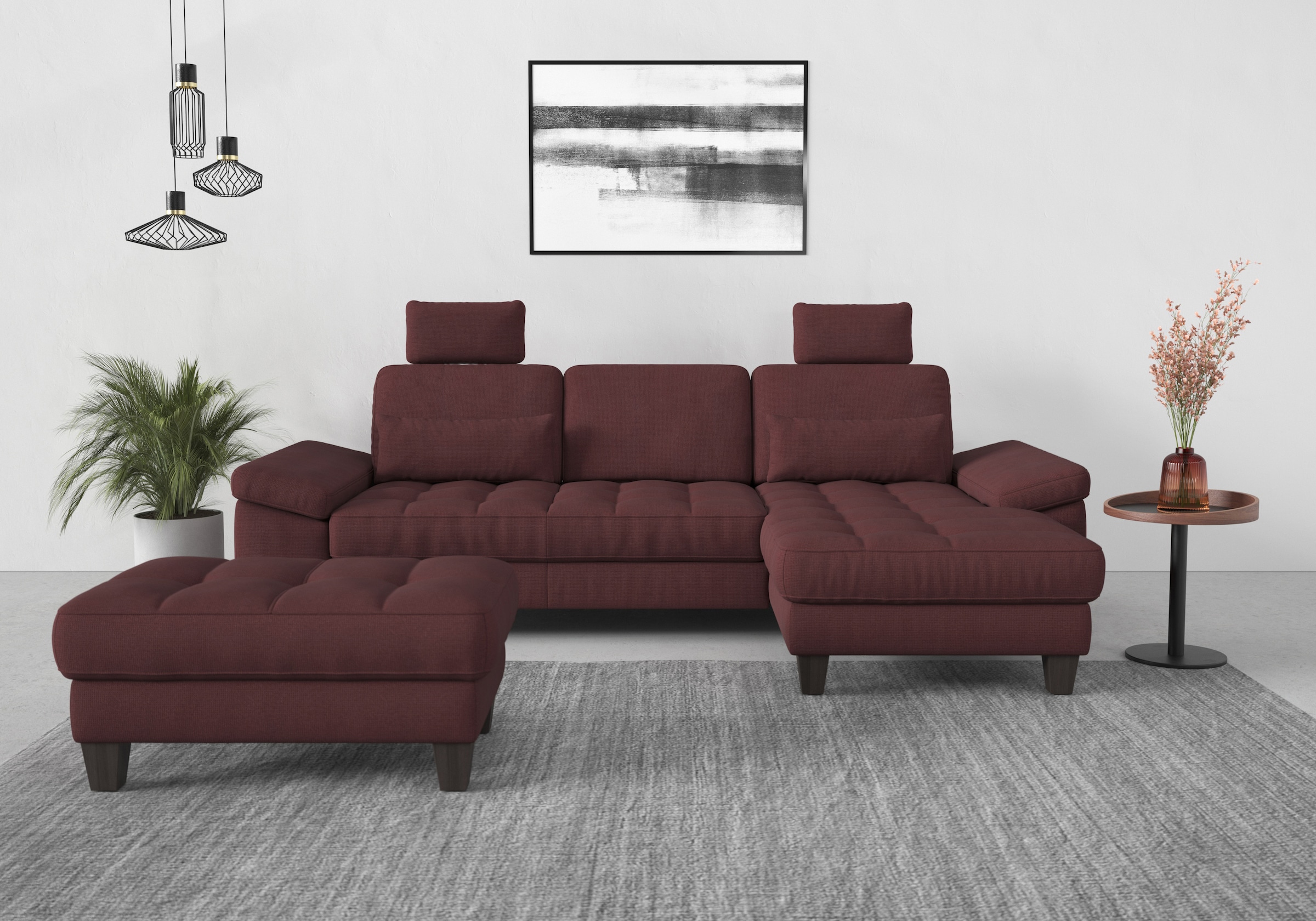 sit&more Ecksofa »Westham L-Form«, Recamiere, mit oder ohne Bettfunktion, Bettkasten, Füße wengefarben