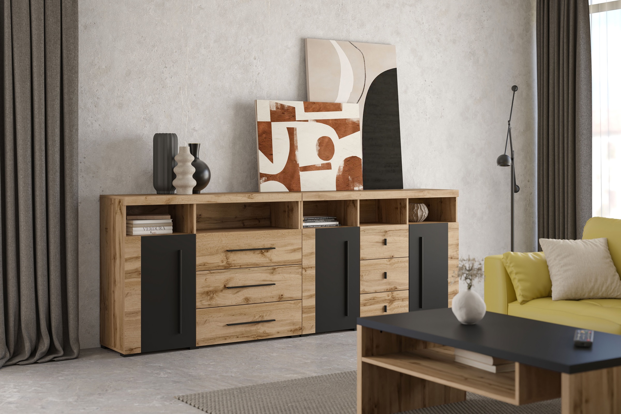 INOSIGN Kommode »Roger,Breite 120cm, moderne Anrichte mit 3 Schubladen«, Sideboard mit viel Stauraum, Masse 120x92x38,5 (B/H/T)