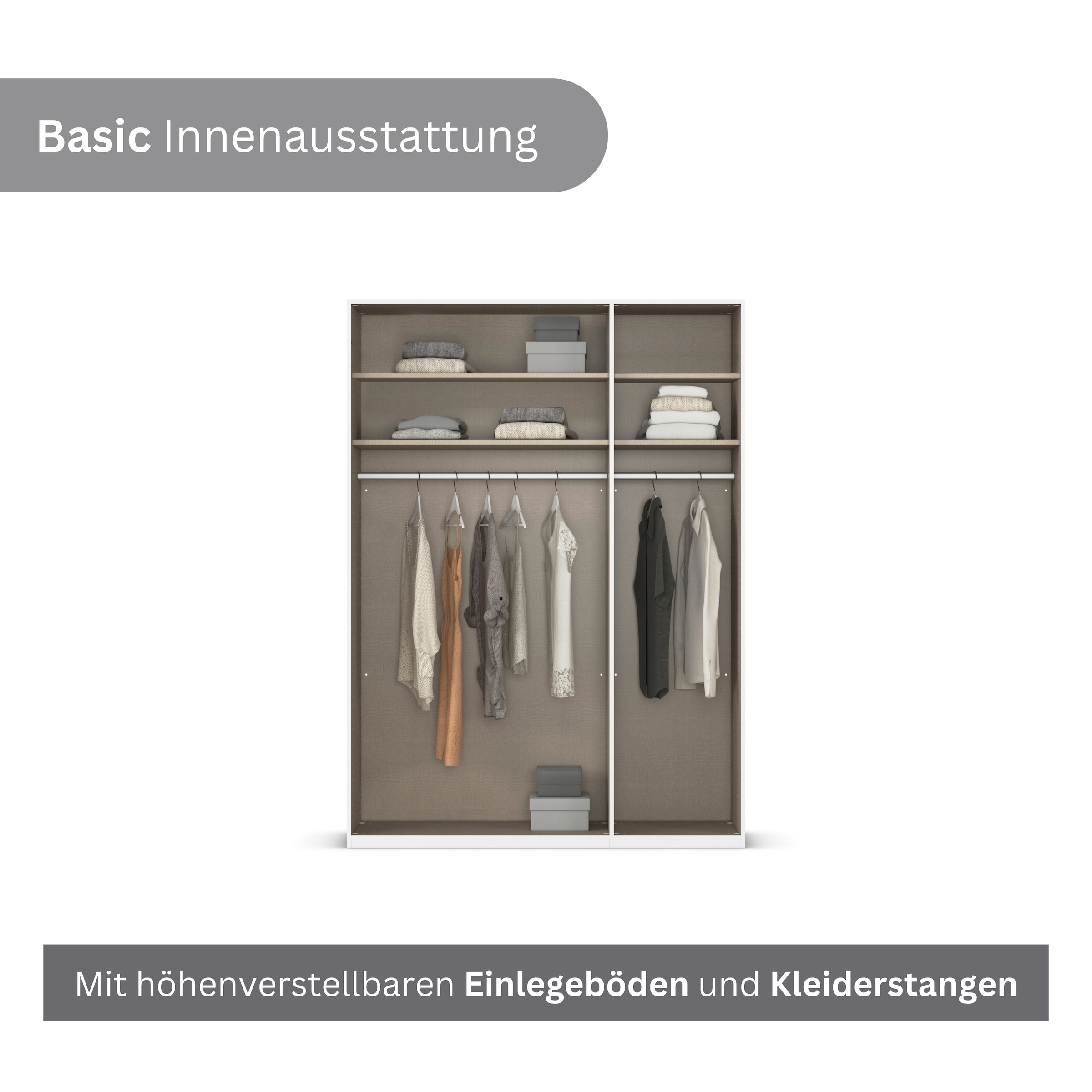 LeGer Home by Lena Gercke Kleiderschrank »Schrank Garderobe Ankleide Schlafzimmer Flur Serina«, (in 3 verschiedenen Ausstattungen BASIC/CLASSIC/PREMIUM), in 6 Breiten (101 - 401 cm) mit Front Glas oder Dekor MADE IN GERMANY