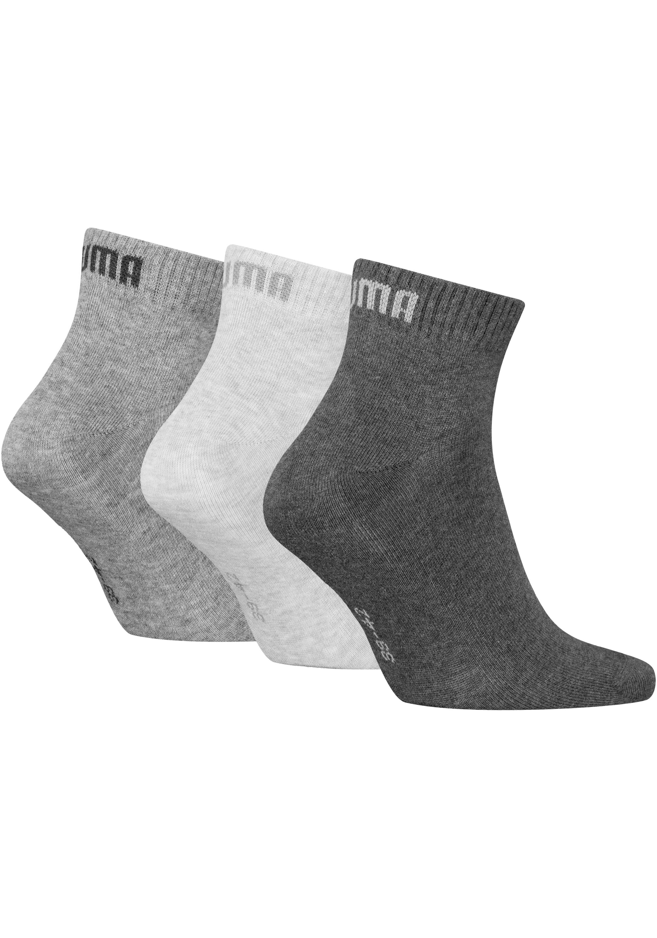 PUMA Kurzsocken »PUMA UNISEX QUARTER PLAIN 3P« 3 Paar, 3 Paar tlg. Atmungsaktiv, Rippenbündchen, weiche Baumwollmischung