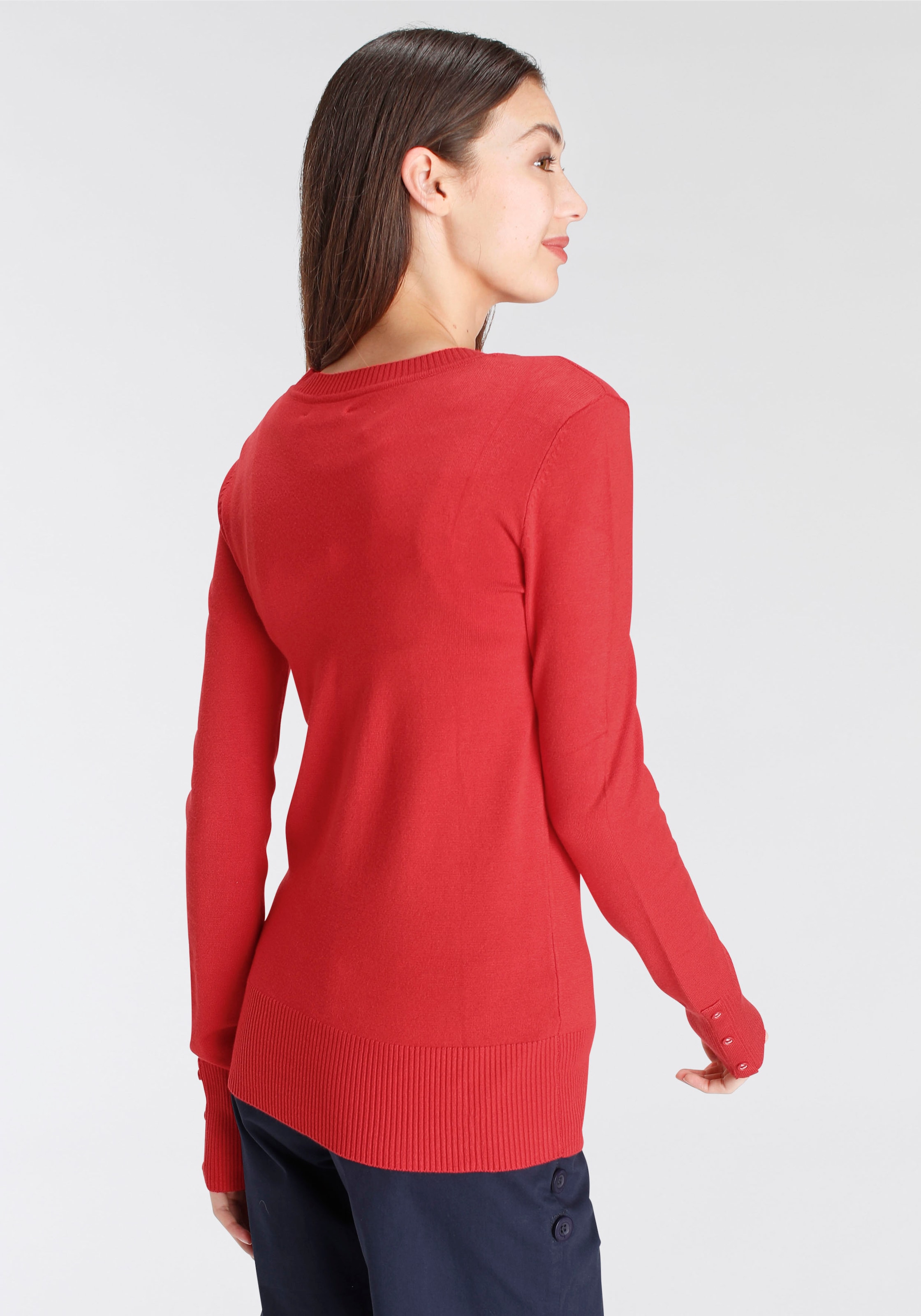 DELMAO V-Ausschnitt-Pullover, mit kleinem Logodruck auf der Brust - NEUE MARKE!