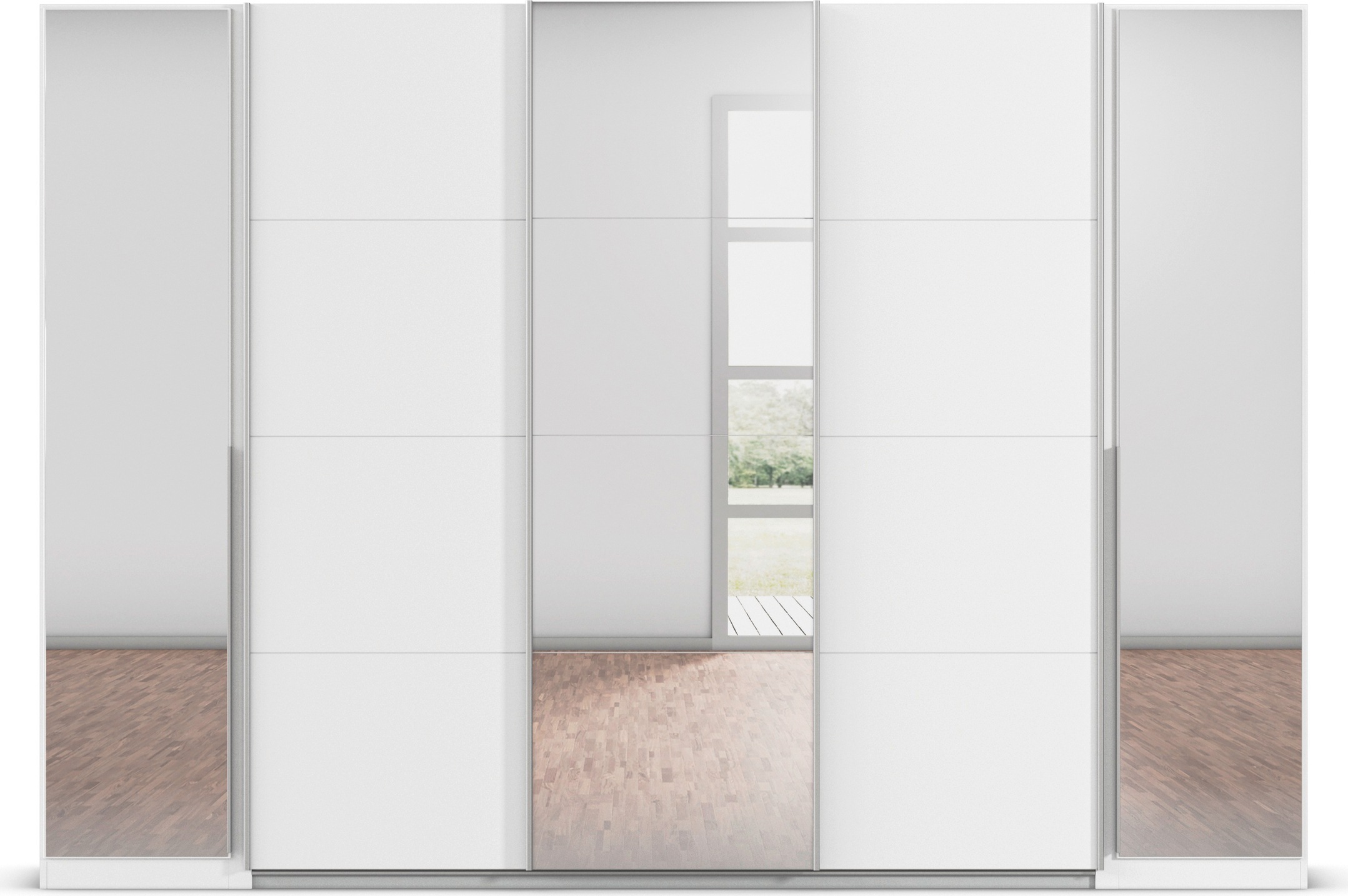 rauch Schwebetürenschrank »Dreh-/Schwebetürenschrank Kleiderschrank Familie, OTTOs Choice, Agordo« (B/H/T ca. 301x210X62cm, viele Farben & auch mit Spiegeln erhältlich),  Stauraumwunder TOPSELLER, verschiedene Grifffarben Made in GERMANY