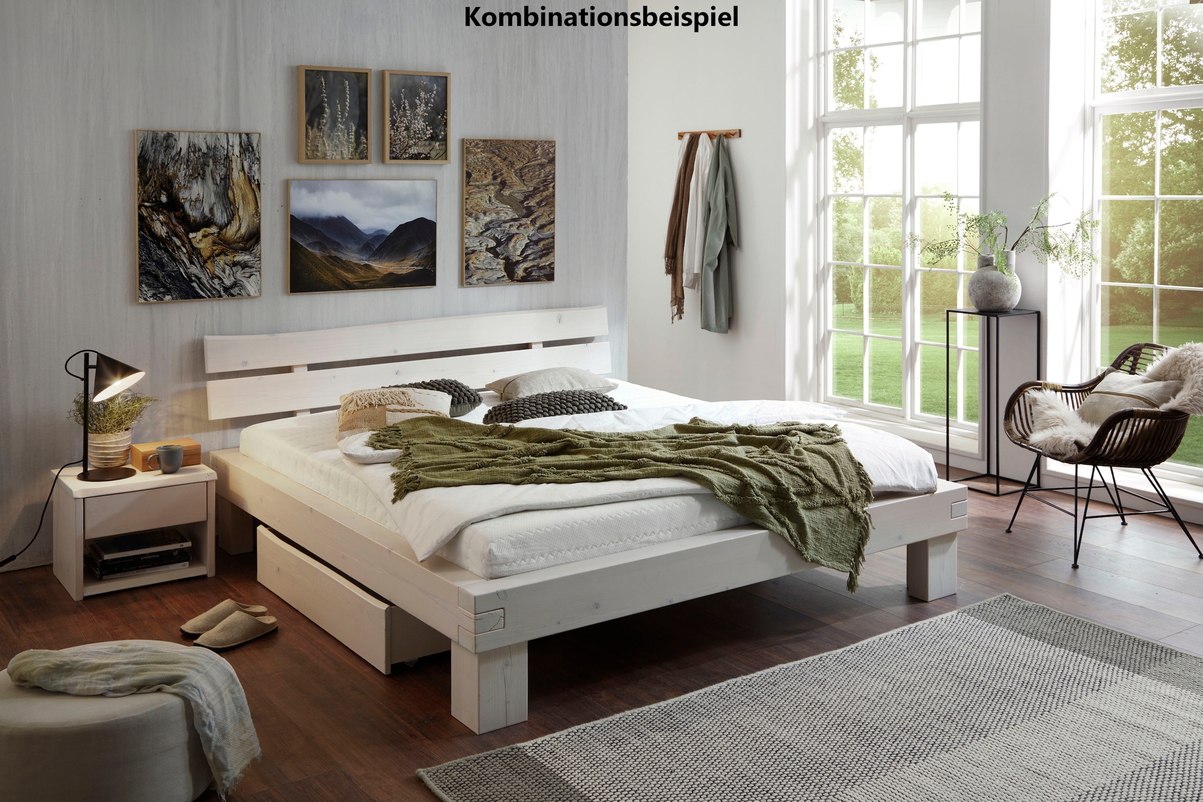 Relita Futonbett »Bellmund«, aus massiver Fichte white wash mit natürlicher Holzmaserung