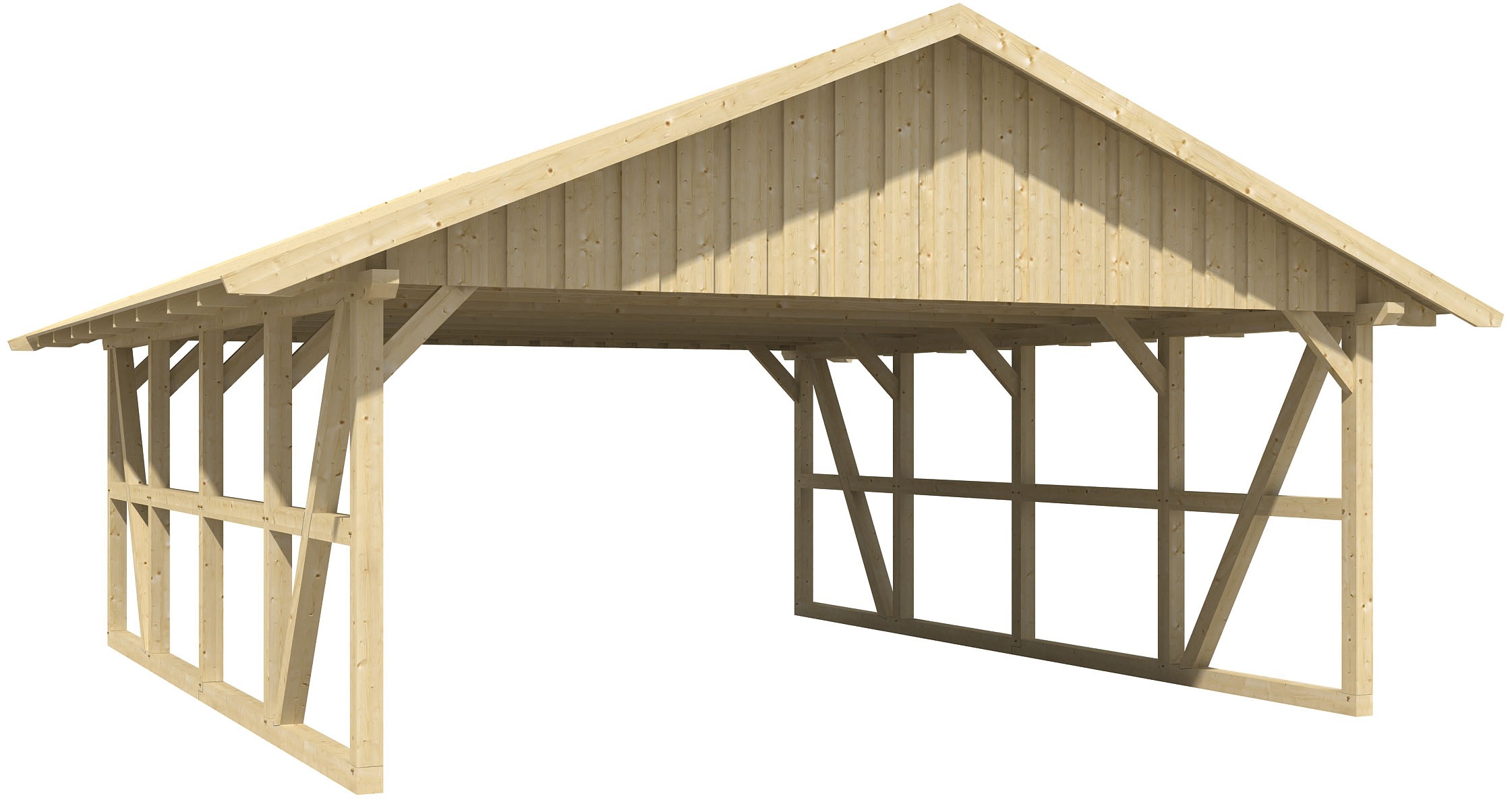 Skanholz Doppelcarport »Schwarzwald«, KVH-Fichte, 560 cm, Eiche hell, mit Dachschalung