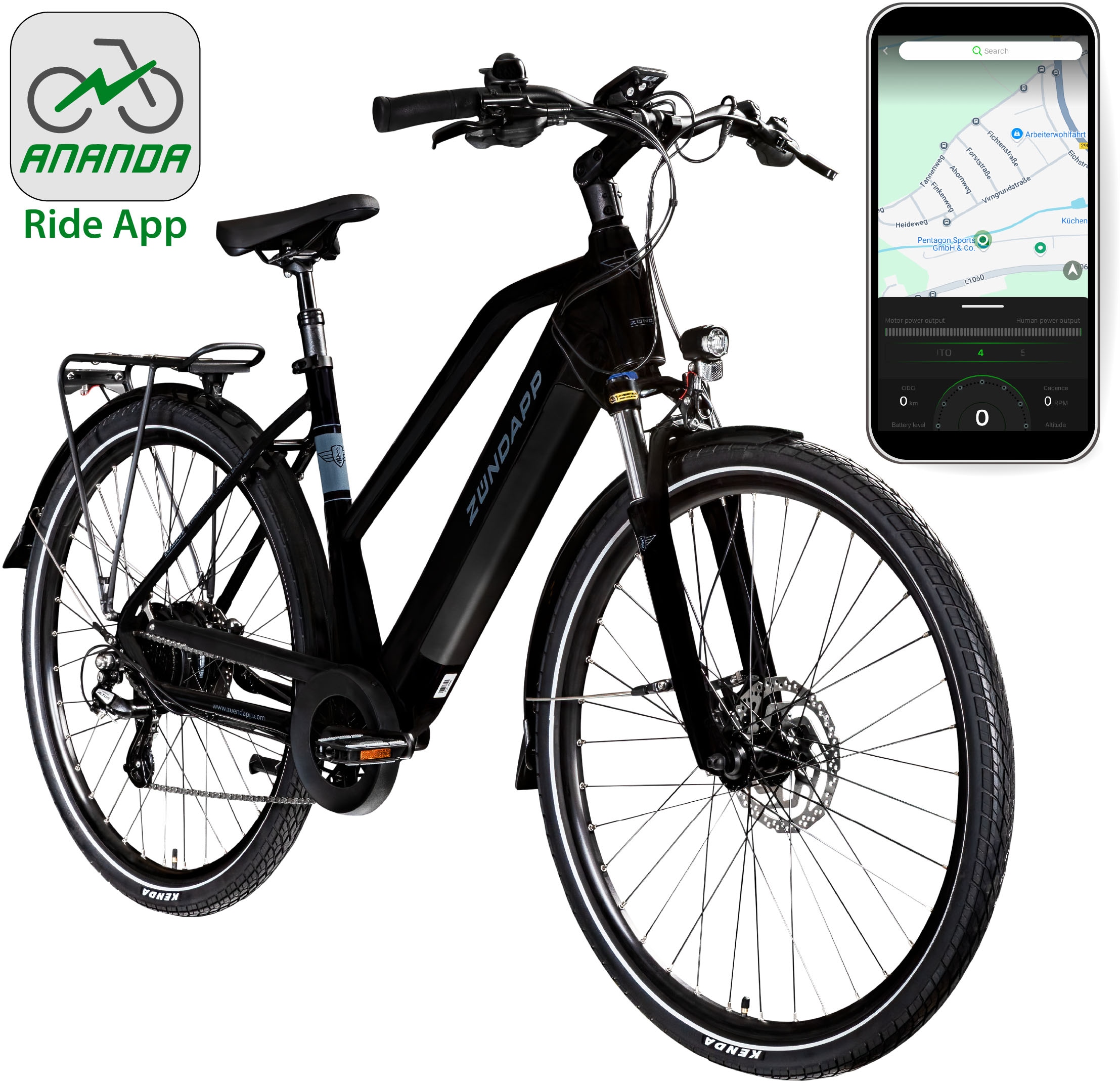 Zündapp »Z810« 24 Gang Shimano Altus RD-M310 Schaltwerk Kettenschaltung Heckmotor 250 W Pedelec, Elektrofahrrad für Damen