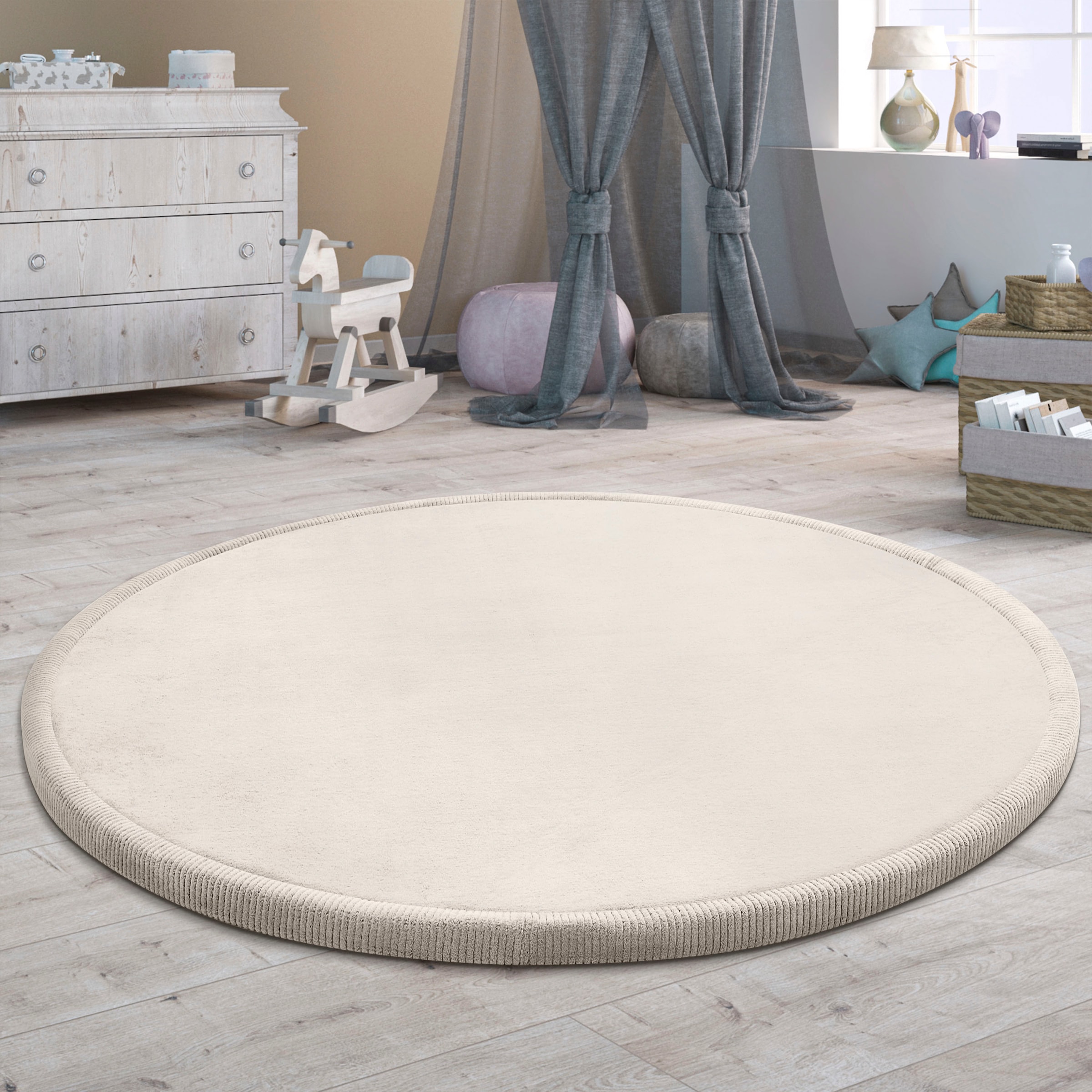 Paco Home Teppich »Tatami 475«, rund, 24 mm Höhe, Kurzflor, Uni Farben, mit Memory Foam, waschbar