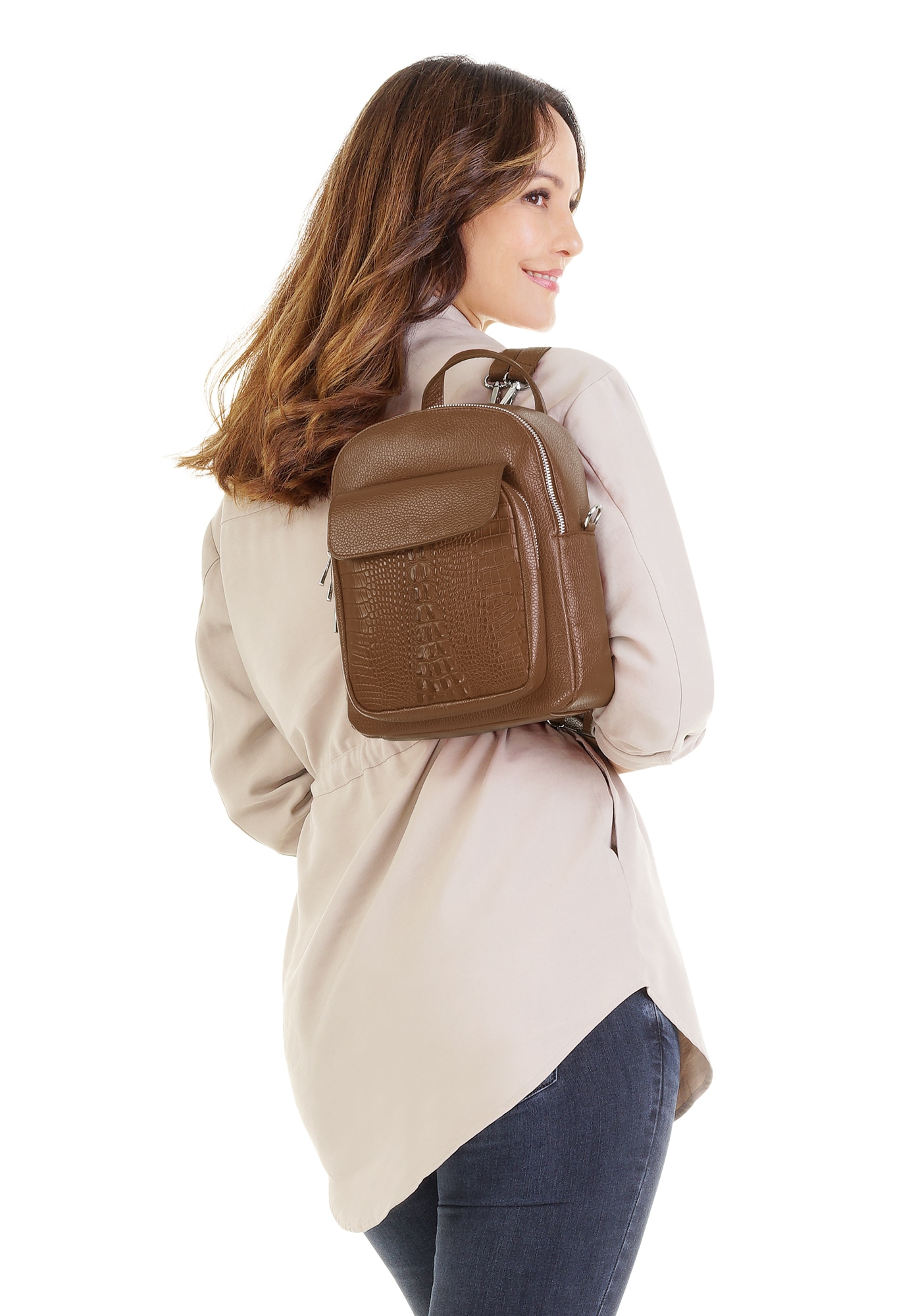 Cluty Cityrucksack, echt Leder, Made in Italy