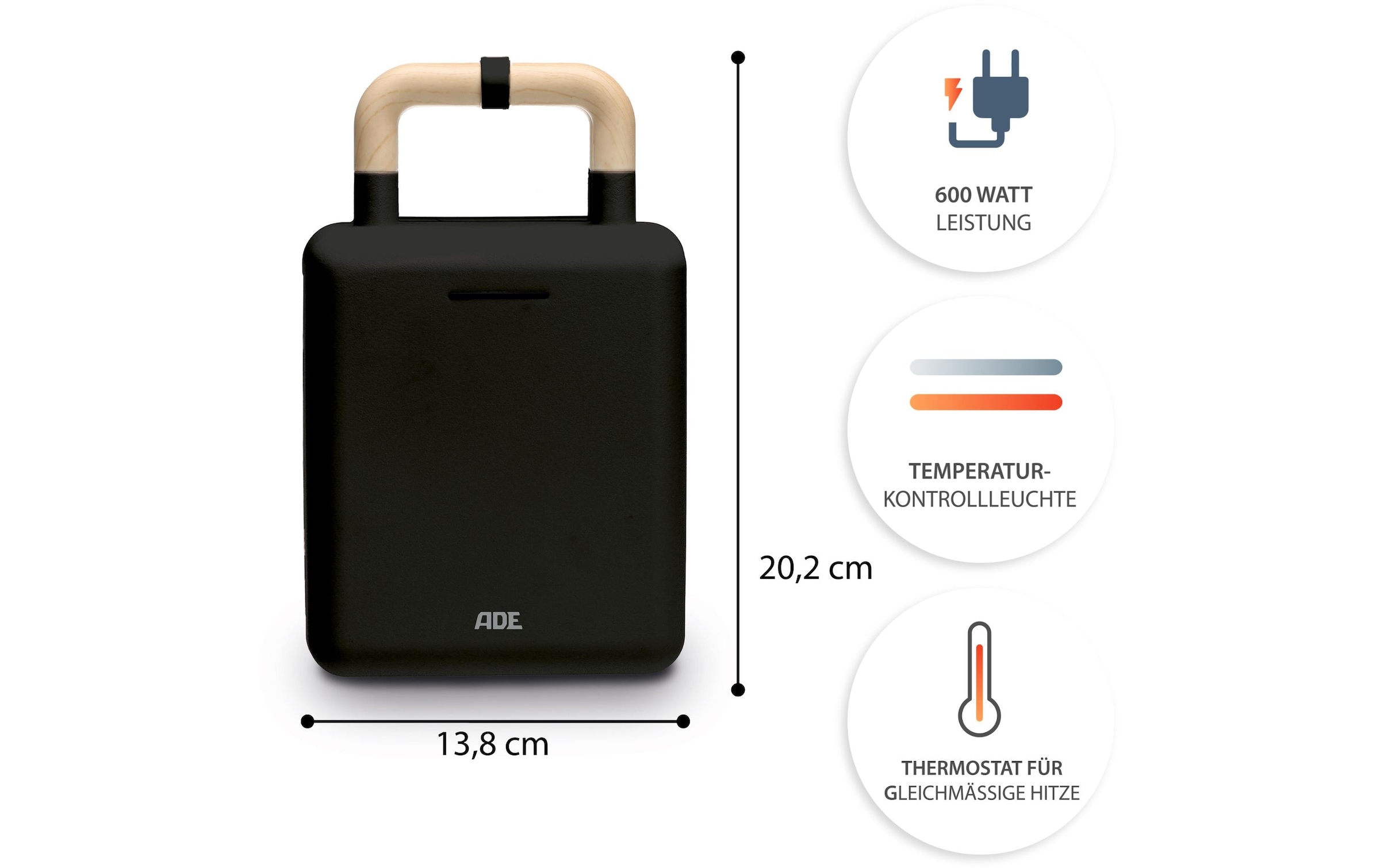 ADE Waffeleisen »Schwarz« 600 W