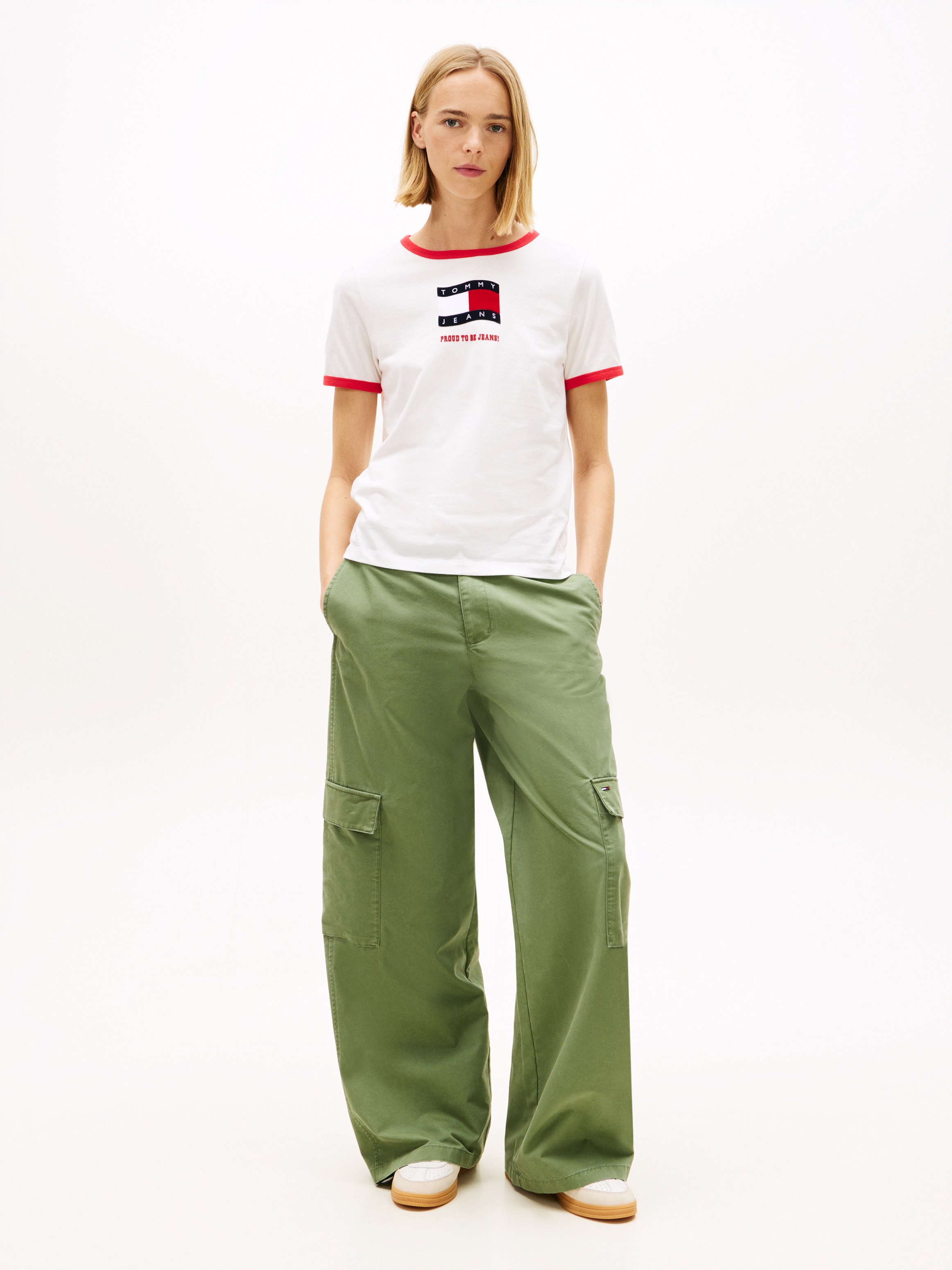 Tommy Jeans Cargohose »TJW LR WIDE STRAIGHT CARGO PANT«  im Baumwoll-Mix, Low Rise