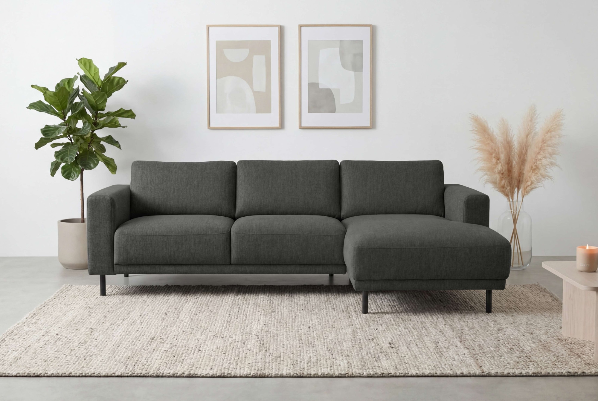 Home affaire Ecksofa »Sveeva, L-Form, B.238 cm, schwarze Metallfüße« langlebiger Webstoff, mit Wellenunterfederung, viele Farben