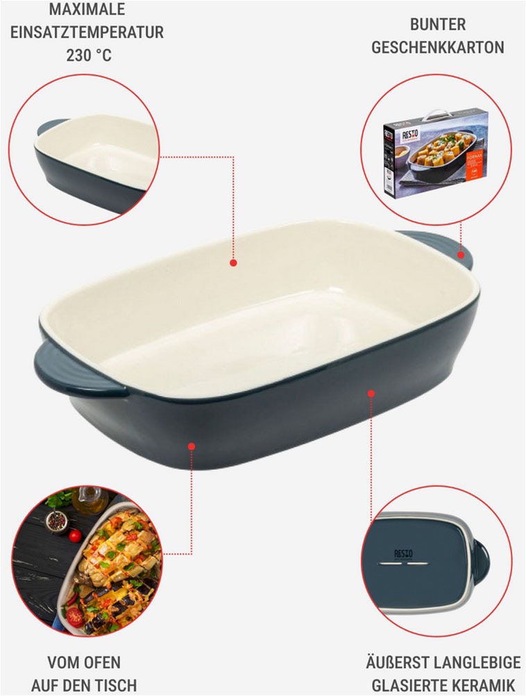 RESTO Kitchenware Backform »Fornax, Auflaufform, Lasagneform, Ofenform, spülmaschinengeeignet«, (1 St.), rechteckig, für Kuchen, Lasagne, Brownie