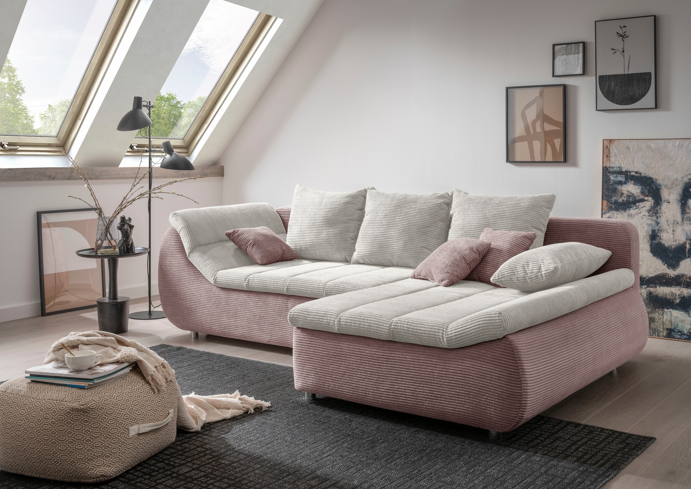 INOSIGN Ecksofa »Imola elegant und bequem, aktuelle Steppung im Sitz, L-For günstig online kaufen