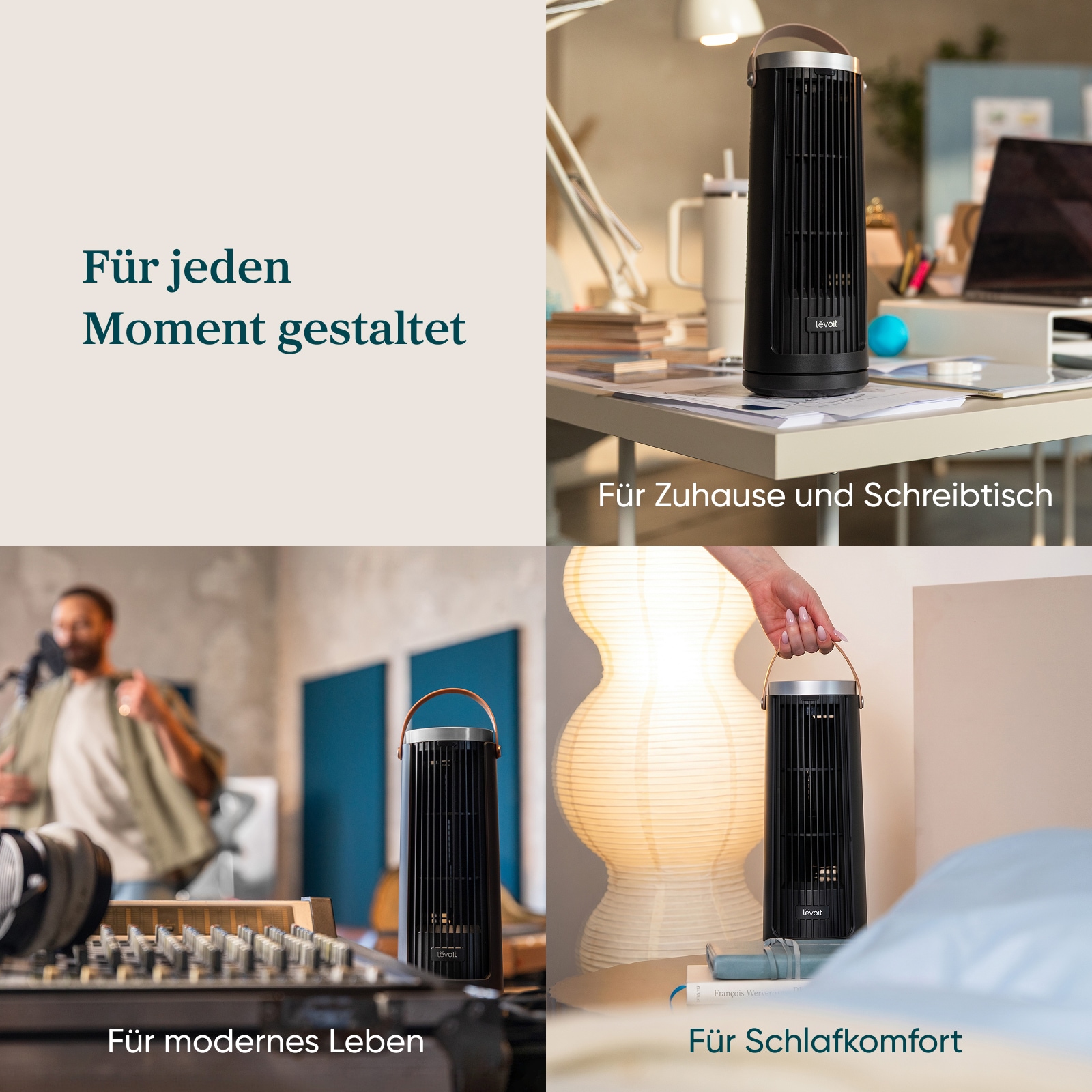 Levoit Turmventilator »LTF-F132-BEUR, mit Timerfunktion« 10 cm Durchmesser kompakt, kraftvoll und sehr leise