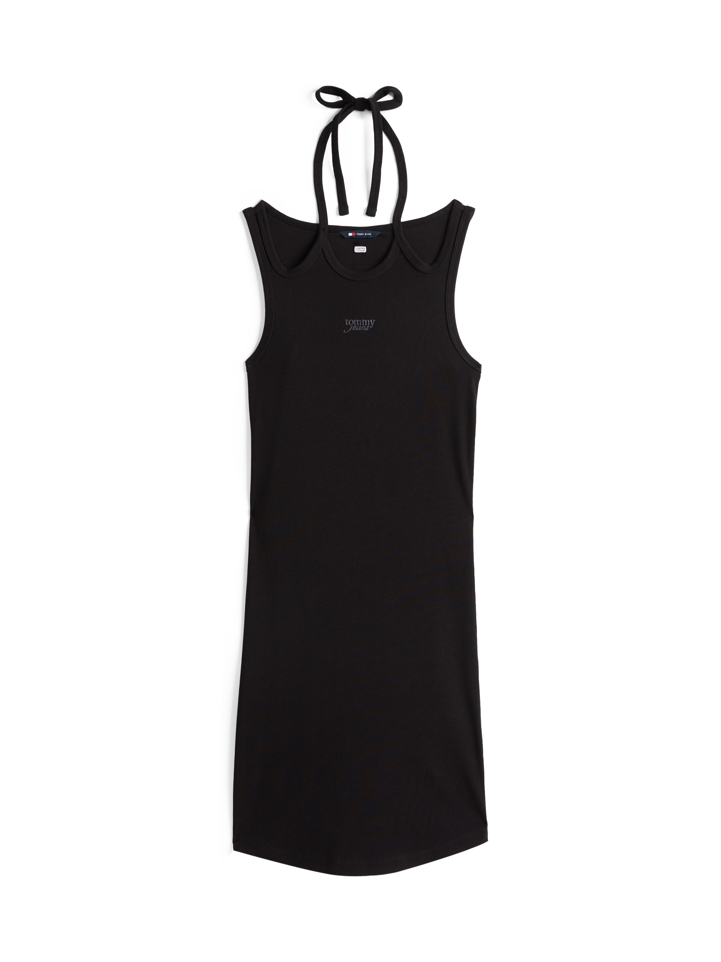 Tommy Jeans Minikleid »TJW TIE DETAIL GMD SCRIPT DRESS«, mit Bindeband, Logostickerei
