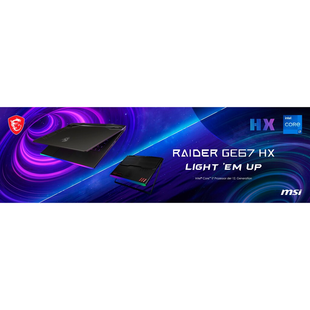 MSI Gaming-Notebook »Raider GE67 HX 12UGS-002«, 39,6 cm, / 15,6 Zoll, Intel, Core i7, GeForce RTX 3070 Ti, 1000 GB SSD