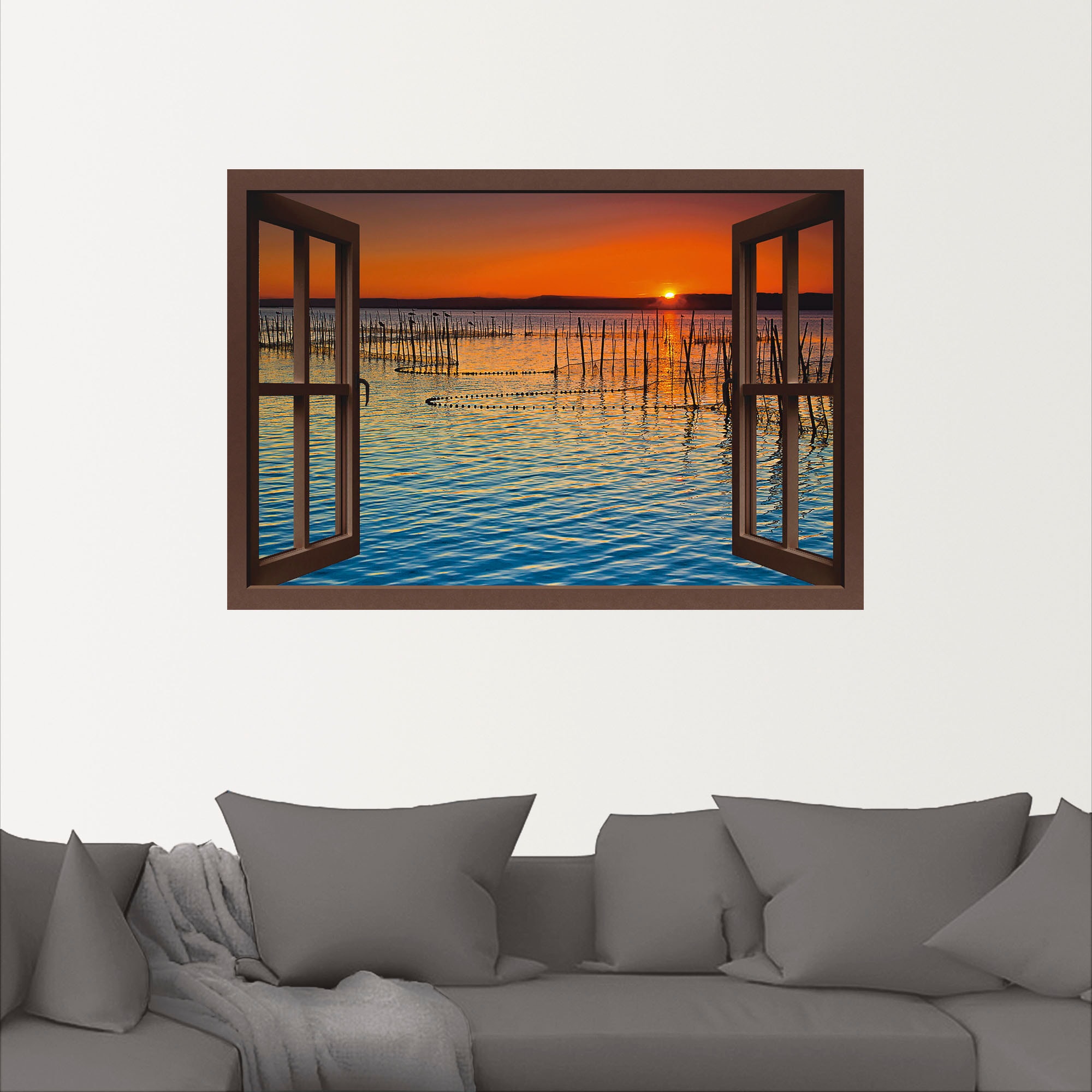Artland Wandfolie »Fensterblick - wartende Fahrgäste«, Fensterblick, (1 St.), selbstklebend